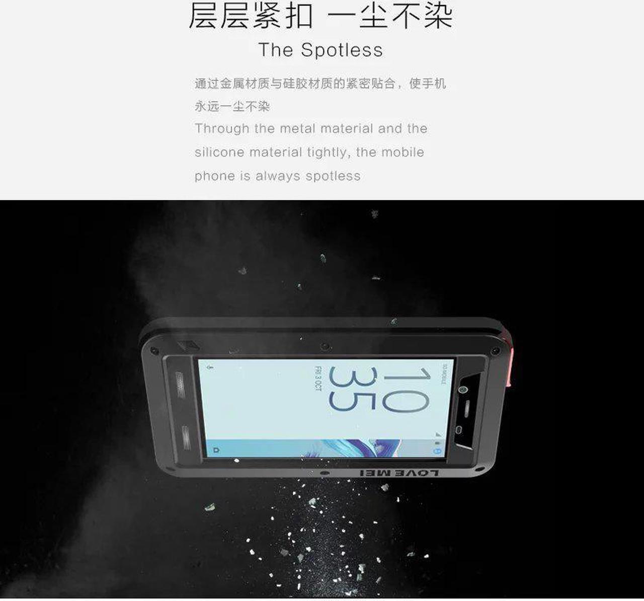 Alt view image 7 of 7 - Love Mei Shockproof Waterproof Metal Aluminum Case For Sony Xperia X Compact - Red