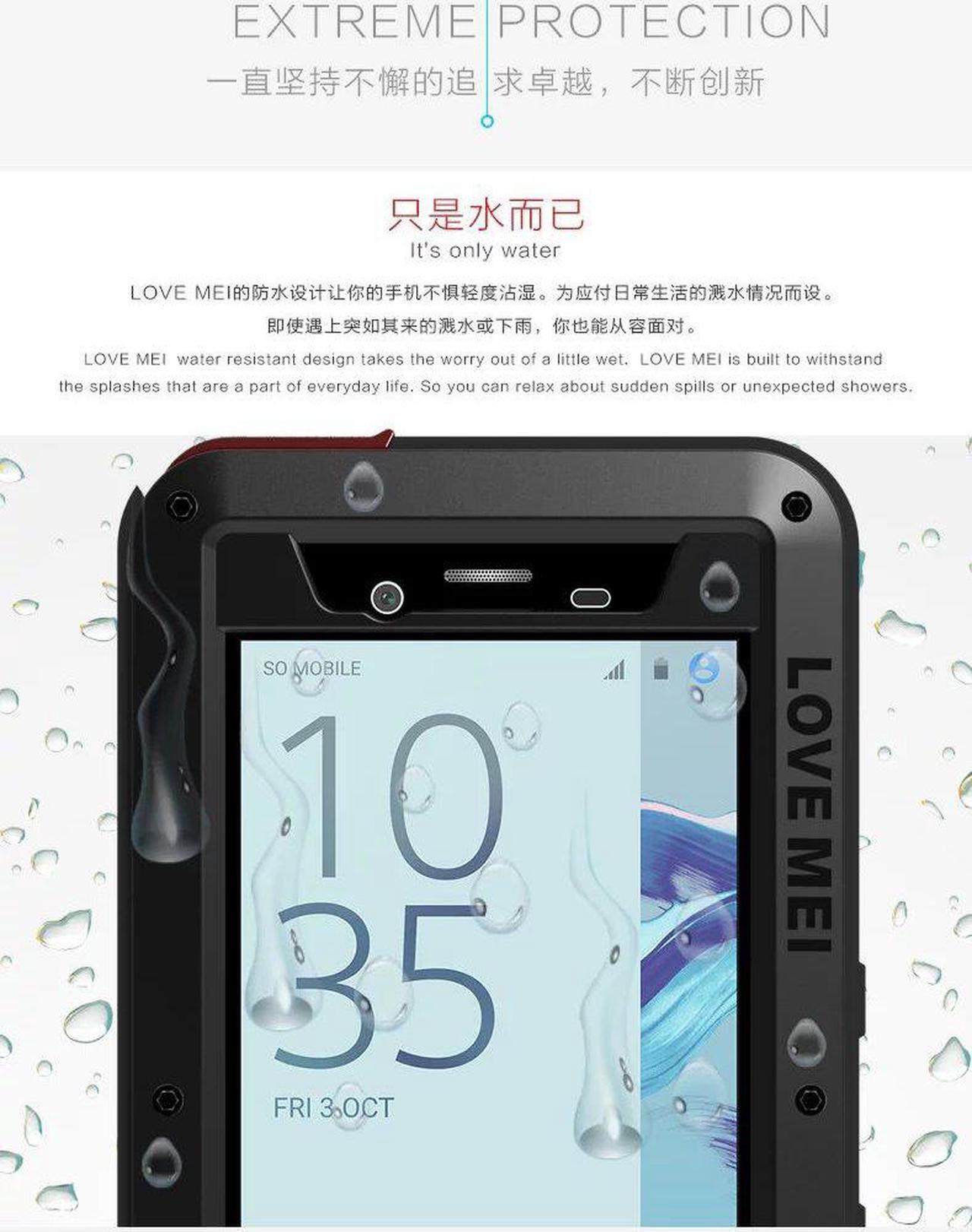 Alt view image 6 of 7 - Love Mei Shockproof Waterproof Metal Aluminum Case For Sony Xperia X Compact - Red