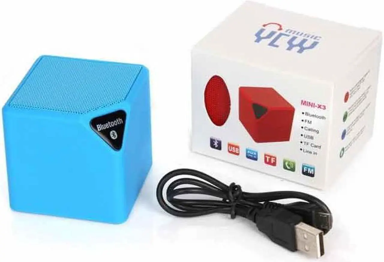 Alt view image 3 of 3 - Fineblue Bluetooth Speaker X3 Cube Led Speaker TF USB Wireless Portable Music Player Sound Box Subwoofer Loudspeakers with Mic - Blue