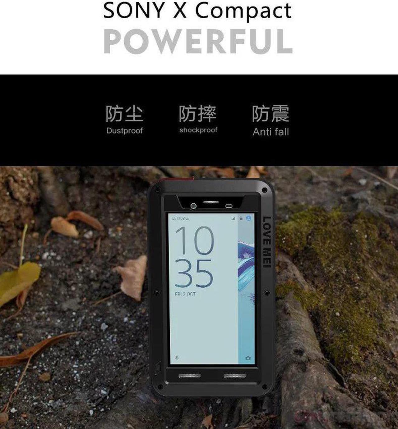 Alt view image 3 of 7 - Love Mei Shockproof Waterproof Metal Aluminum Case For Sony Xperia X Compact - Red
