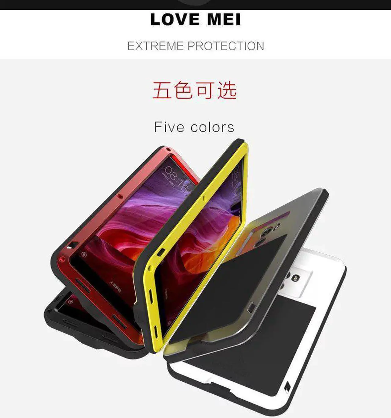 Alt view image 4 of 7 - Love Mei Shockproof Waterproof Metal Aluminum Case For Xiomi Mix - Yellow