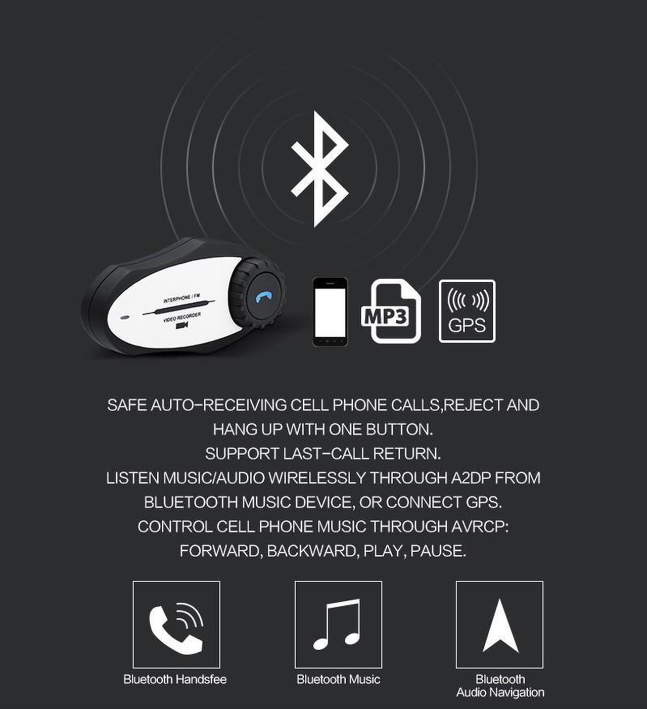 Alt view image 7 of 7 - 2017 New Motorcycle Helmet Bluetooth Intercom Headset 720P Video Recorder Sports Camera Interphone Handsfree FM Radio