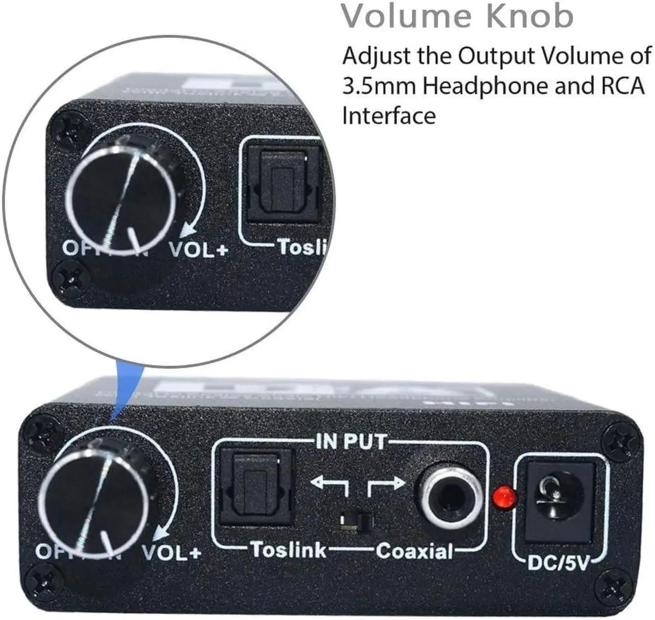 Alt view image 4 of 7 - HiFi Digital Analog Audio Converter Fiber Coaxial to RCA Left and Right Channel Coaxial Bi-directional Switch with RCA 3.5mm Jack Output for Earphone Computer TV