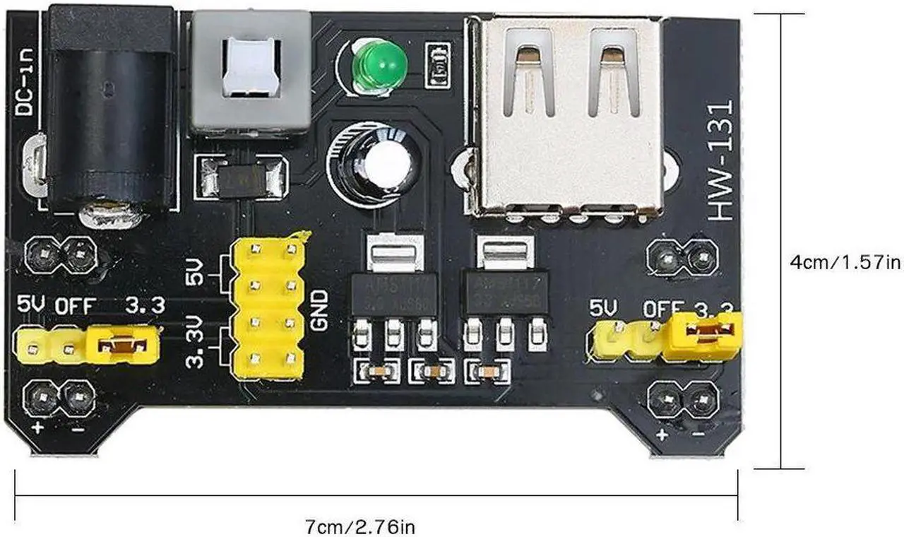 Alt view image 5 of 7 - Mini Power Supply Module HW-131 Breadboard Power Module 3.3V/5V Power Supply Module for Arduino MB102 Breadboard