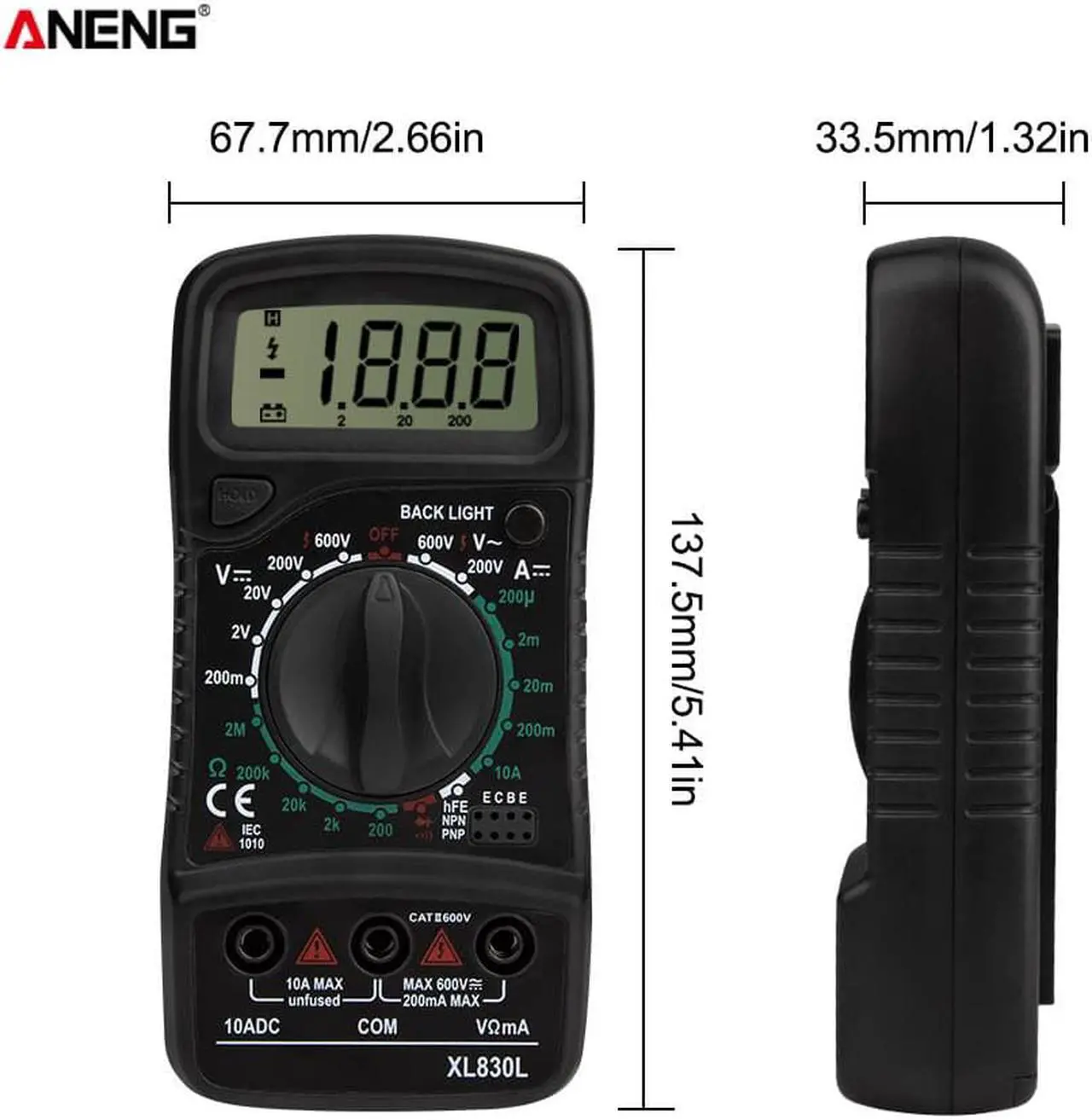 Alt view image 2 of 7 - ANENG XL830L Digital Multimeter Esr Meter Testers Automotive Electrical Dmm Transistor Peak Tester Meter    Capacitance Meter