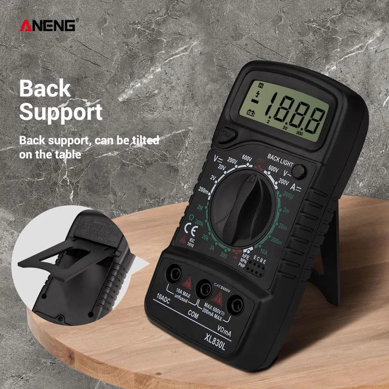 Alt view image 6 of 7 - ANENG XL830L Digital Multimeter Esr Meter Testers Automotive Electrical Dmm Transistor Peak Tester Meter    Capacitance Meter