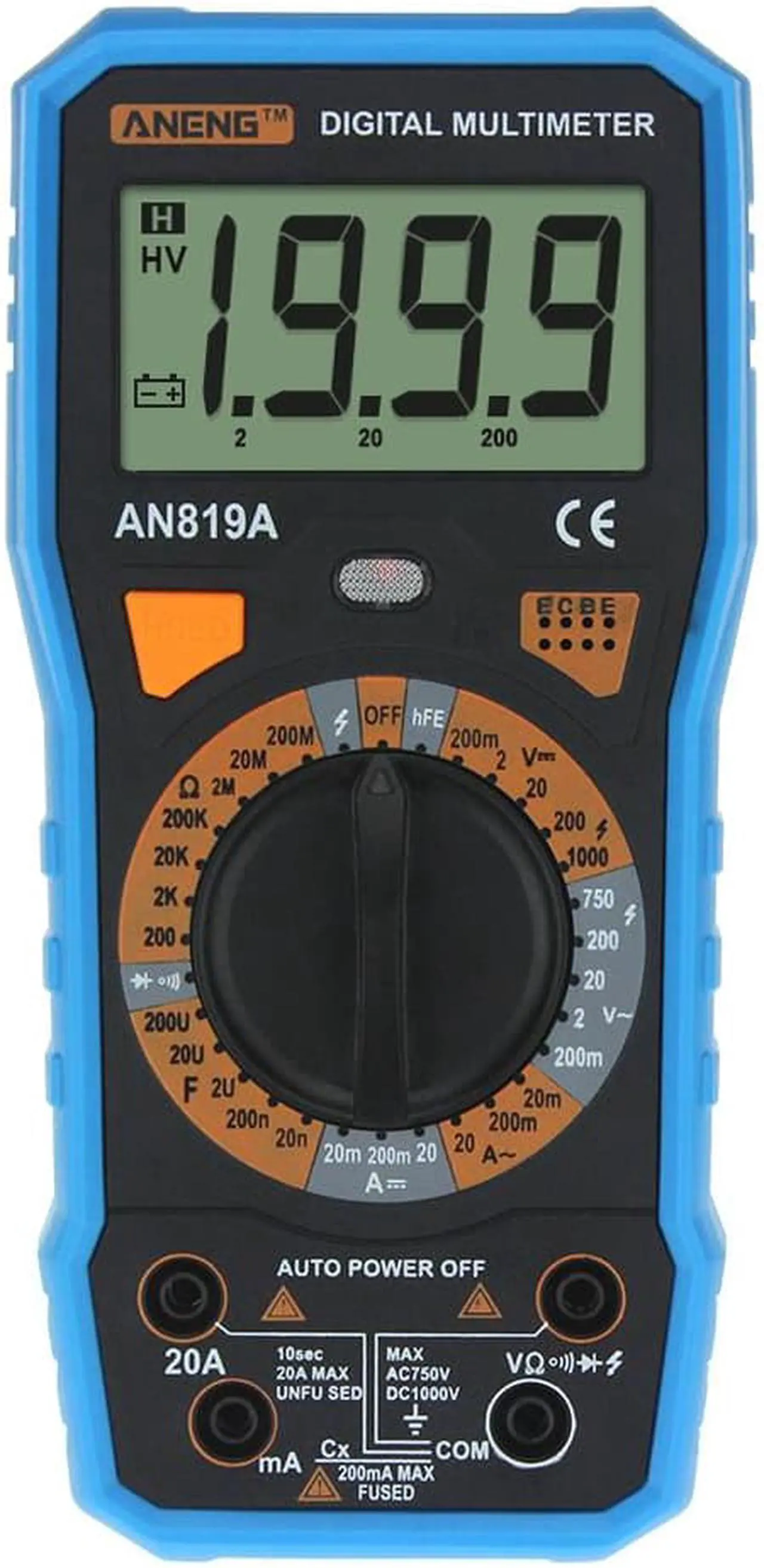 Alt view image 4 of 7 - ANENG AN819A Digital Multimeter Esr Meter True Rms Digital Multimeter Tester Voltmeter Battery Tester Multimetro Richmet - Blue