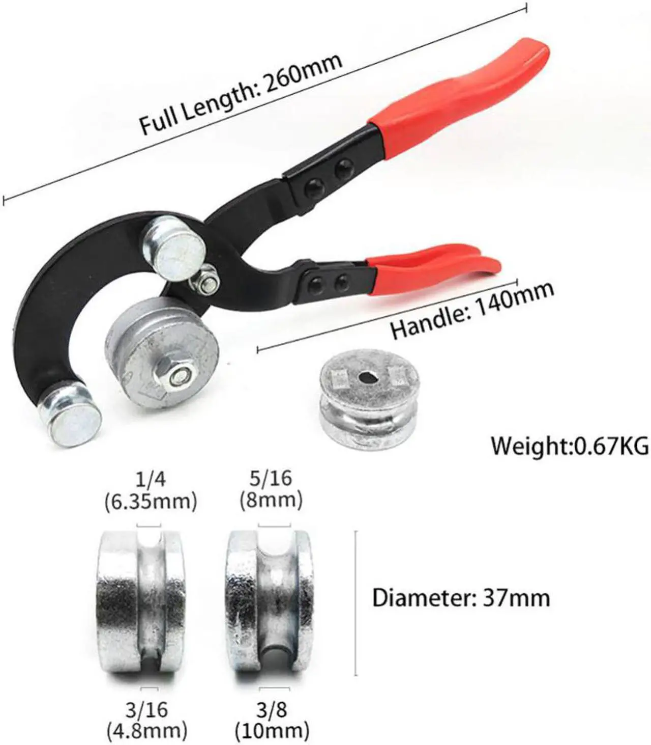 Alt view image 3 of 6 - Pliers Fuel Line Tubing Bending Brake Pipe Bender Tool 3/16" 1/4" 5/16" 3/8" Brake Pipe Bender Tool Hand Tools