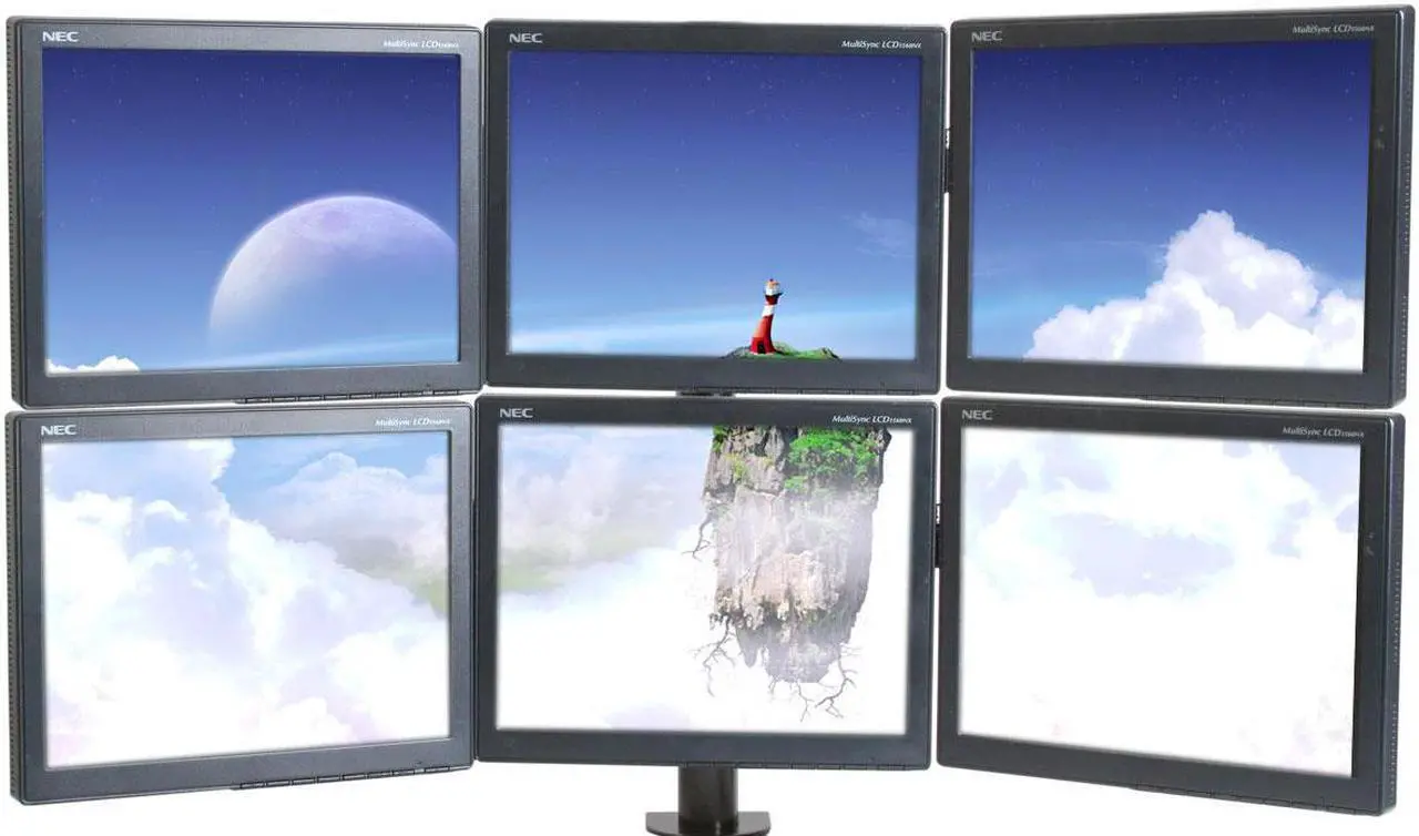 Main image of MonMount 6-Screen Desk Mount Monitor Stand - VESA - Holds Six LCDs - Clamp Style