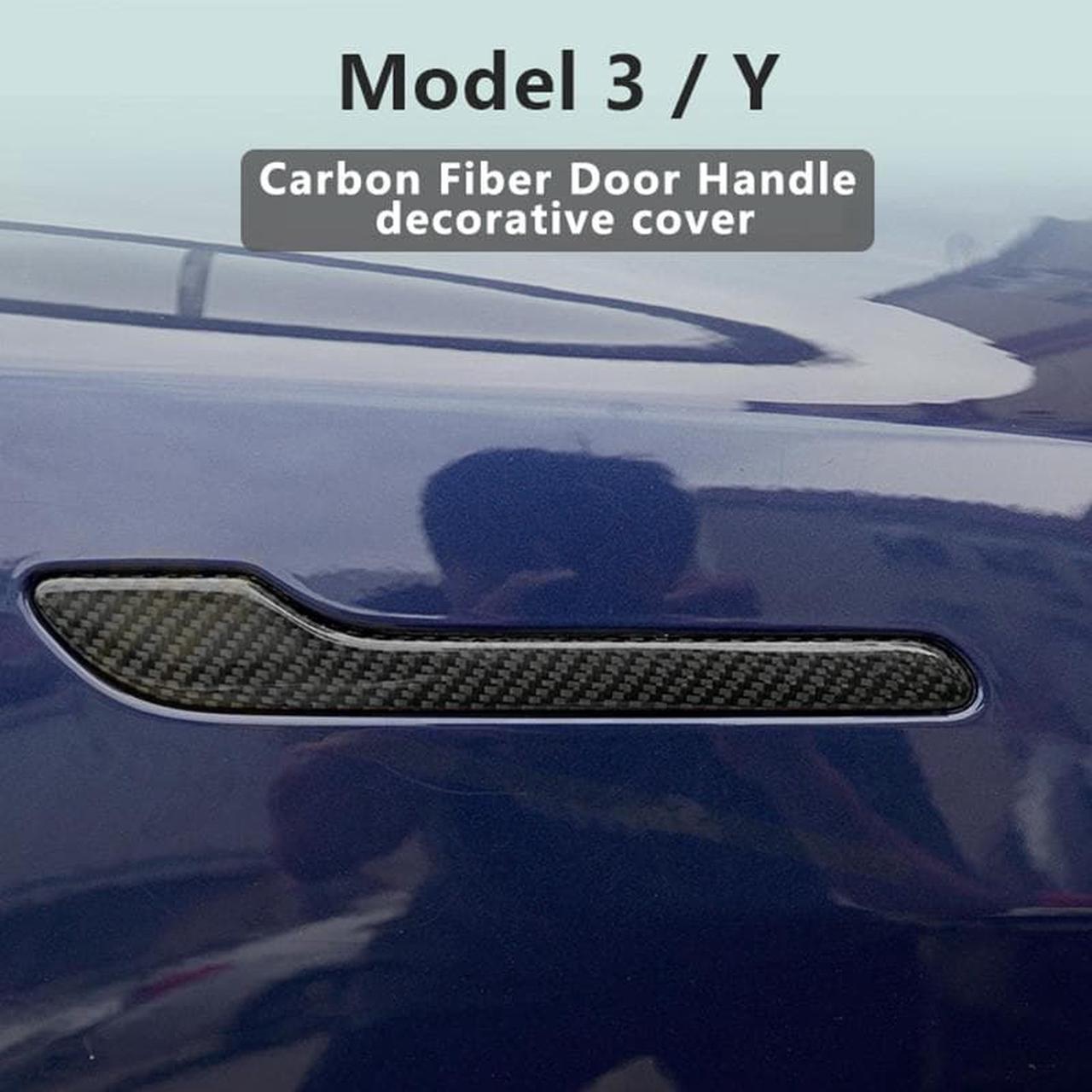 Real Carbon Fiber Door Handle Covers for the Tesla Models 3 and Y (GLOSS)