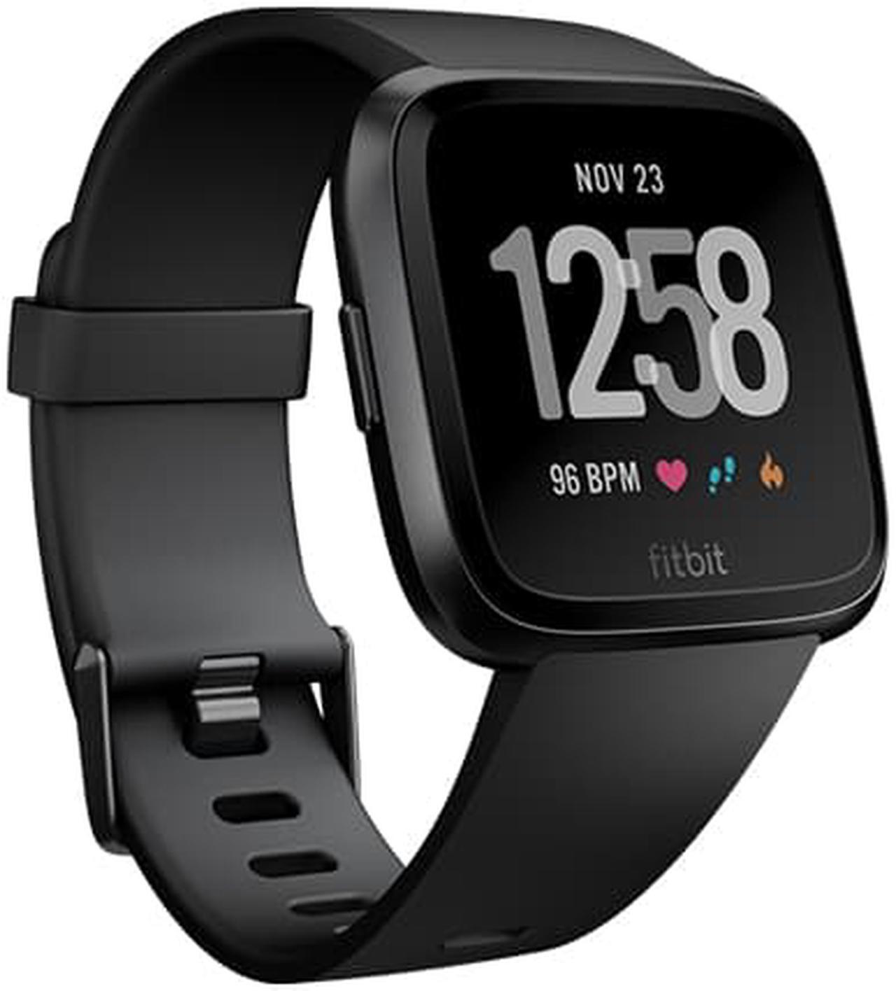 Alt view image 13 of 13 - Fitbit Versa Smart Watch Black and Black Aluminium One Size S & L Bands Included