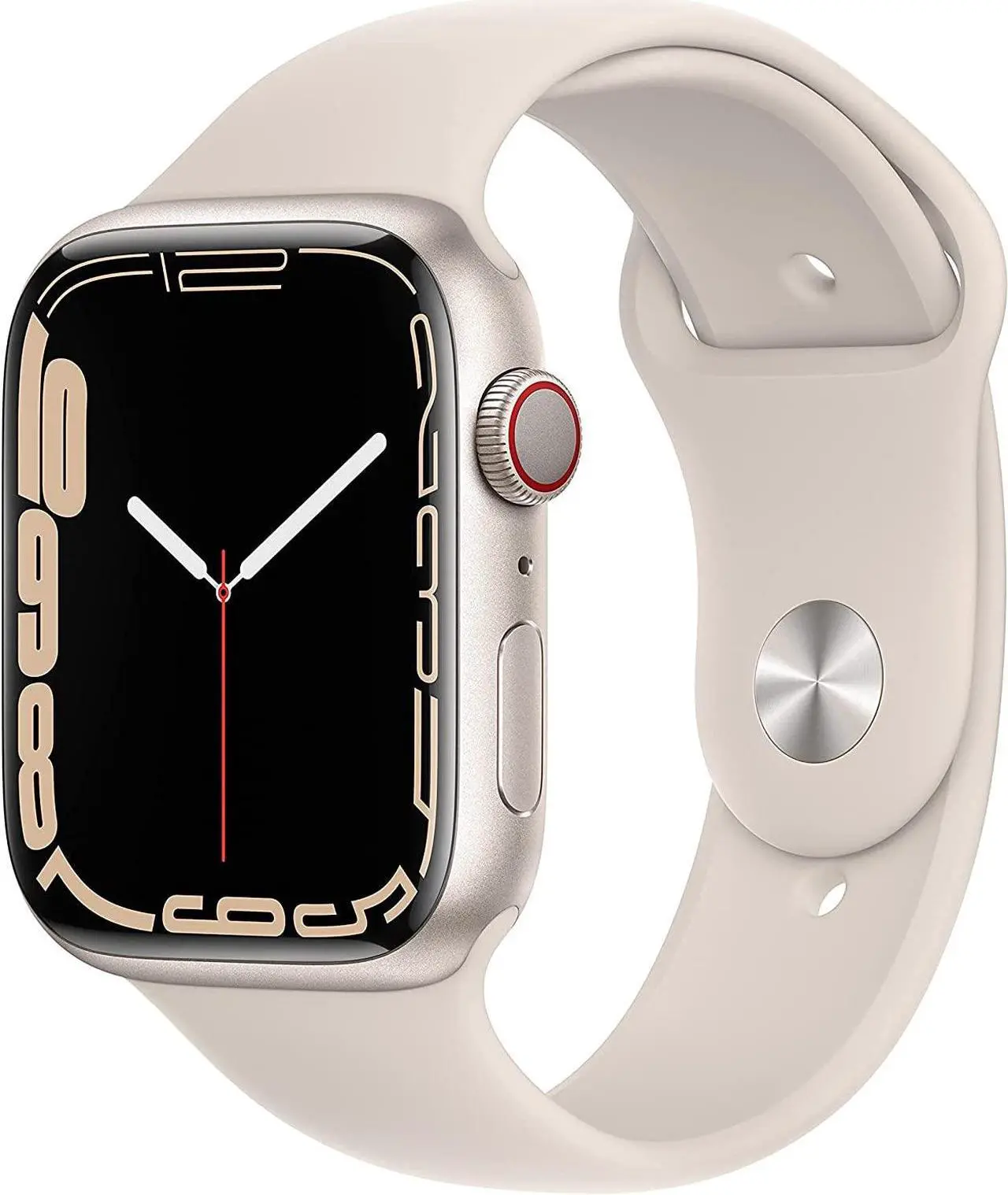 Alt view image 9 of 11 - Apple Watch Series 7 GPS + Cellular 45mm Starlight Aluminum Case with Starlight Sport Band - Regular