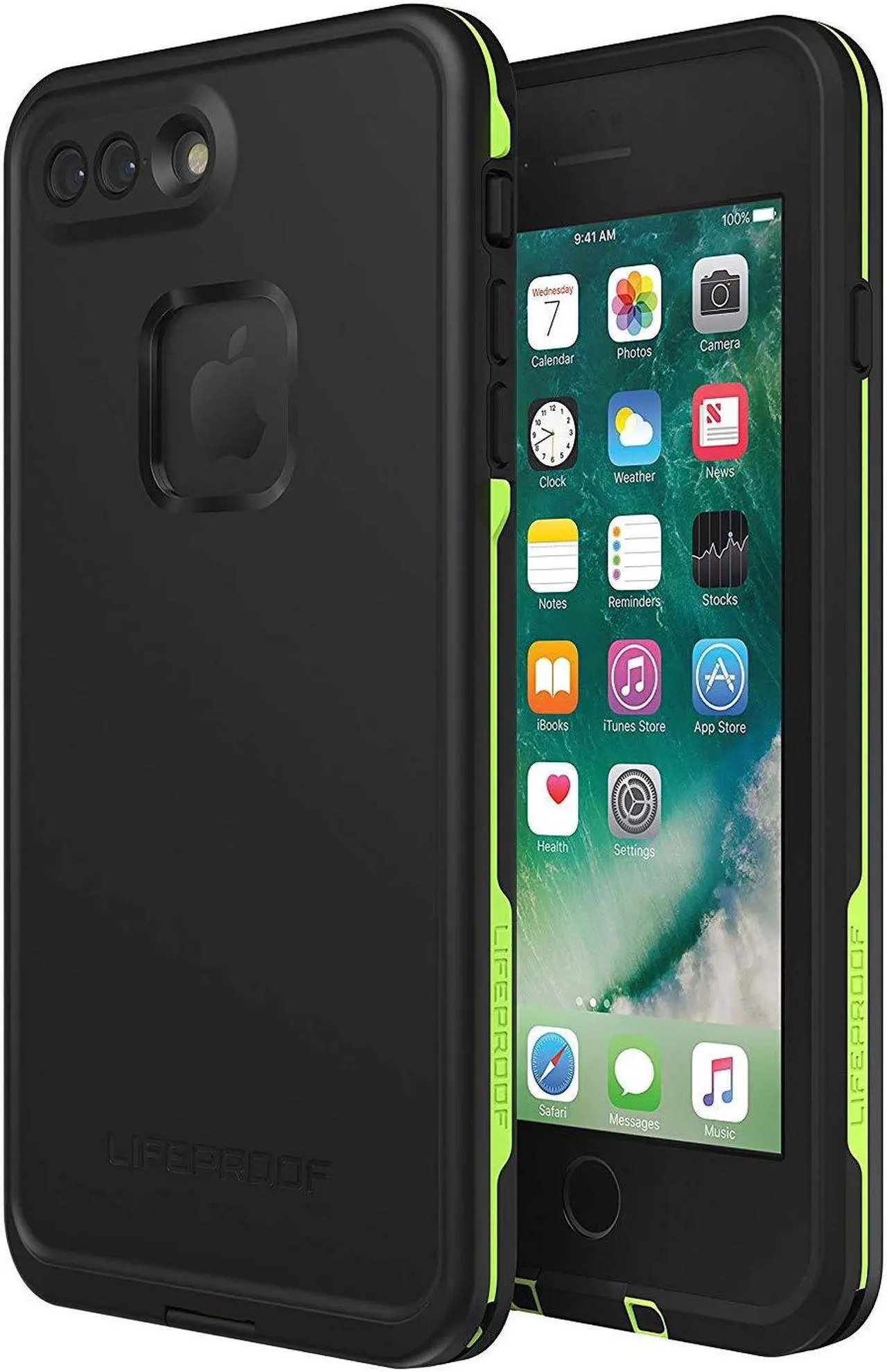 Alt view image 6 of 6 - Lifeproof FRE SERIES Waterproof Case for iPhone 8 Plus & 7 Plus - Night Lite (Black/Lime)