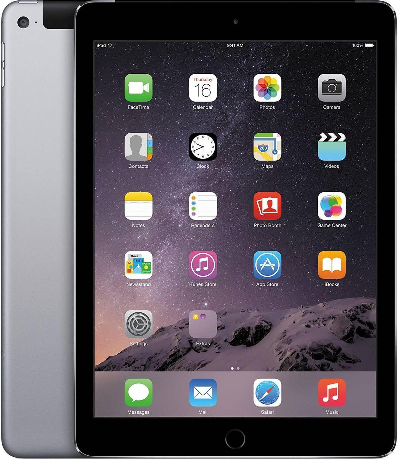 Alt view image 4 of 4 - Apple iPad Air 2 Space Gray 128GB Wi-Fi + Cellular - Grade A