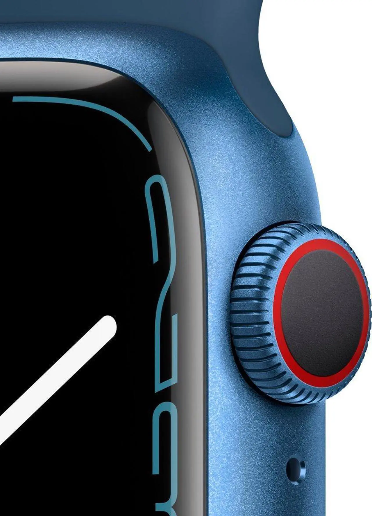 Alt view image 4 of 5 - Apple Watch Series 7 GPS + Cellular, 41mm Blue Aluminum Case with Abyss Blue Sport Band - Regular