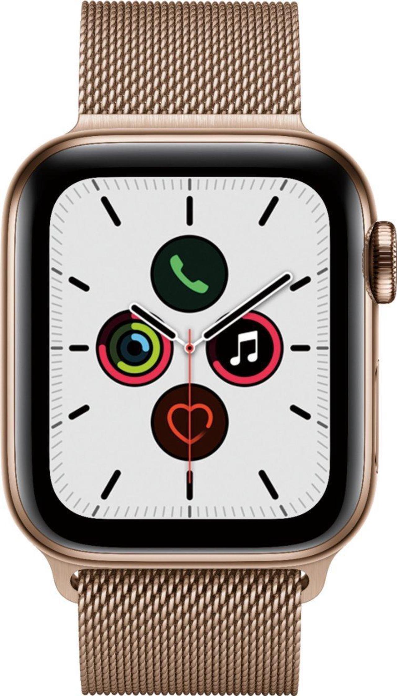 Alt view image 2 of 3 - Apple Watch Series 5 (GPS+LTE) 40MM Gold Stainless Steel Case Gold Milanese Loop