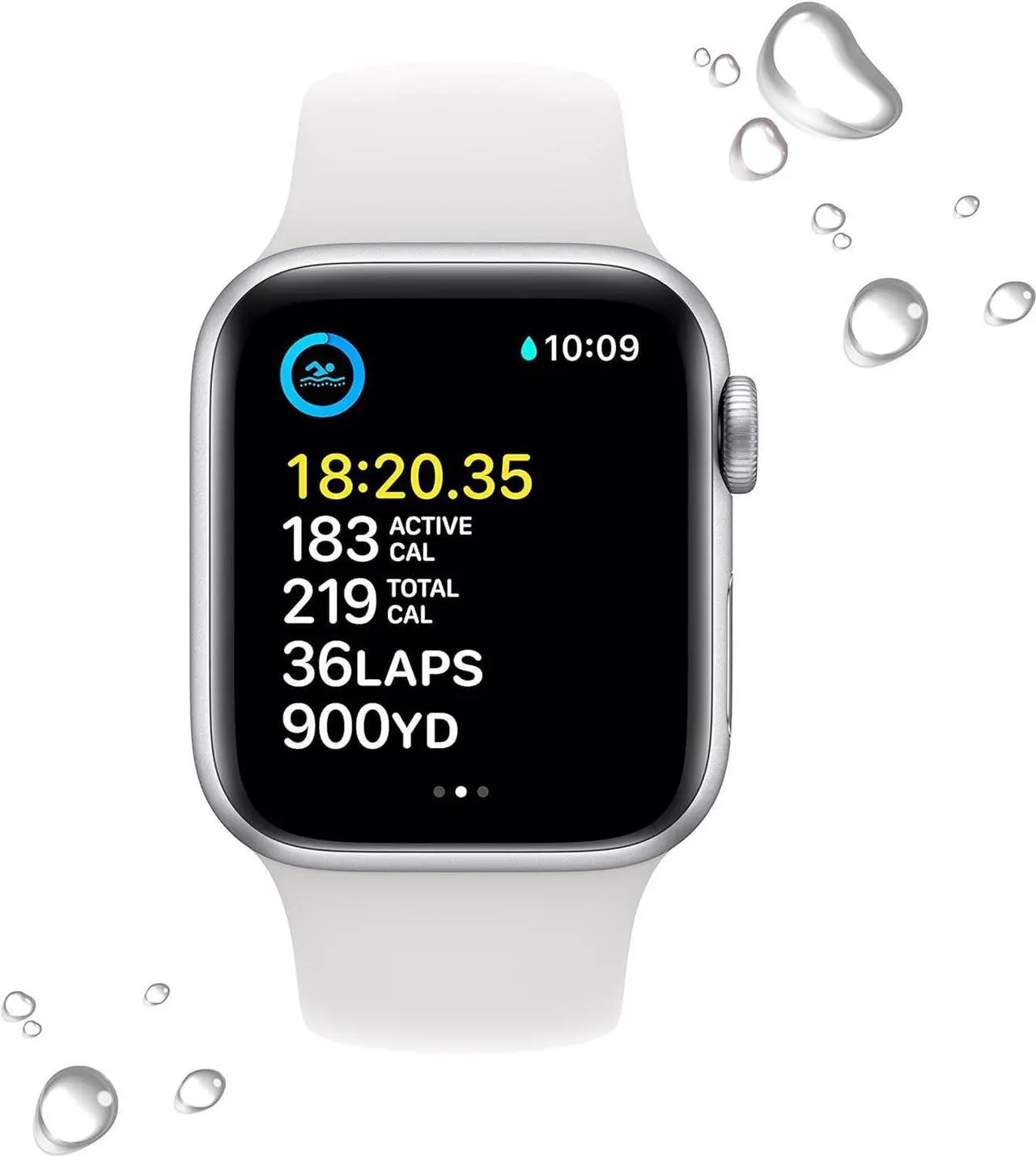 Alt view image 3 of 3 - Apple Watch Series SE 2nd Gen (GPS) 40MM Silver Aluminum Case White Sport Band