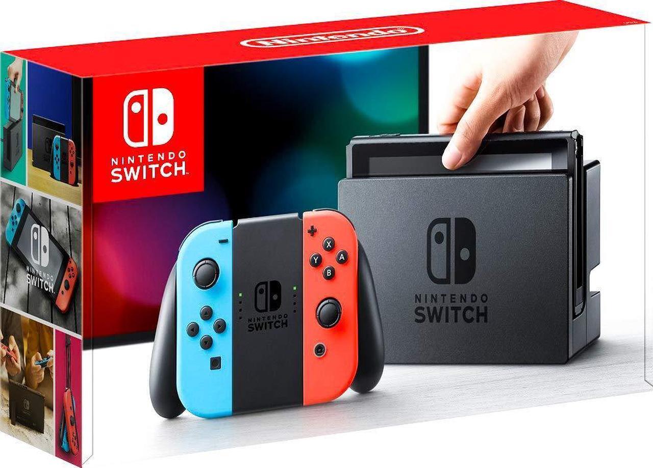 Alt view image 9 of 9 - Nintendo Switch 32GB Console with Neon Blue and Neon Red JoyCon (HADSKABAH)