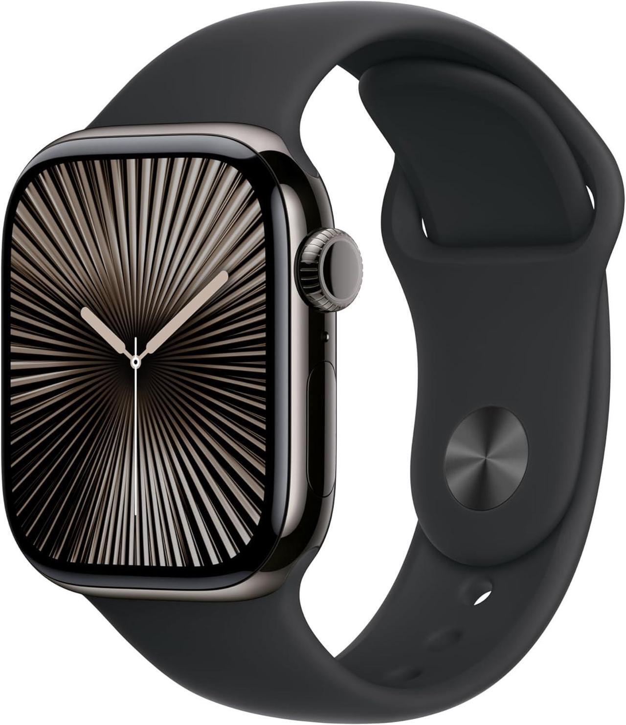 Main image of Apple Watch Series 10 (GPS + LTE) 42MM Slate Titanium Case Black Sport Band