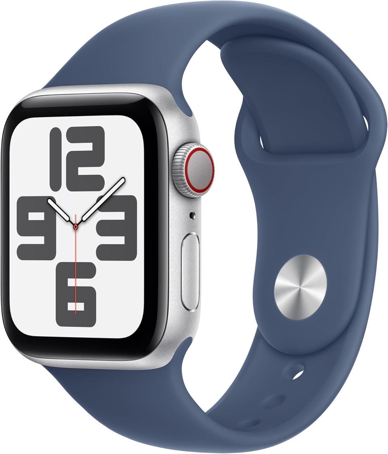 Main image of Apple Watch Series 10 (GPS) 46MM Silver Aluminum Case Denim Sport Band