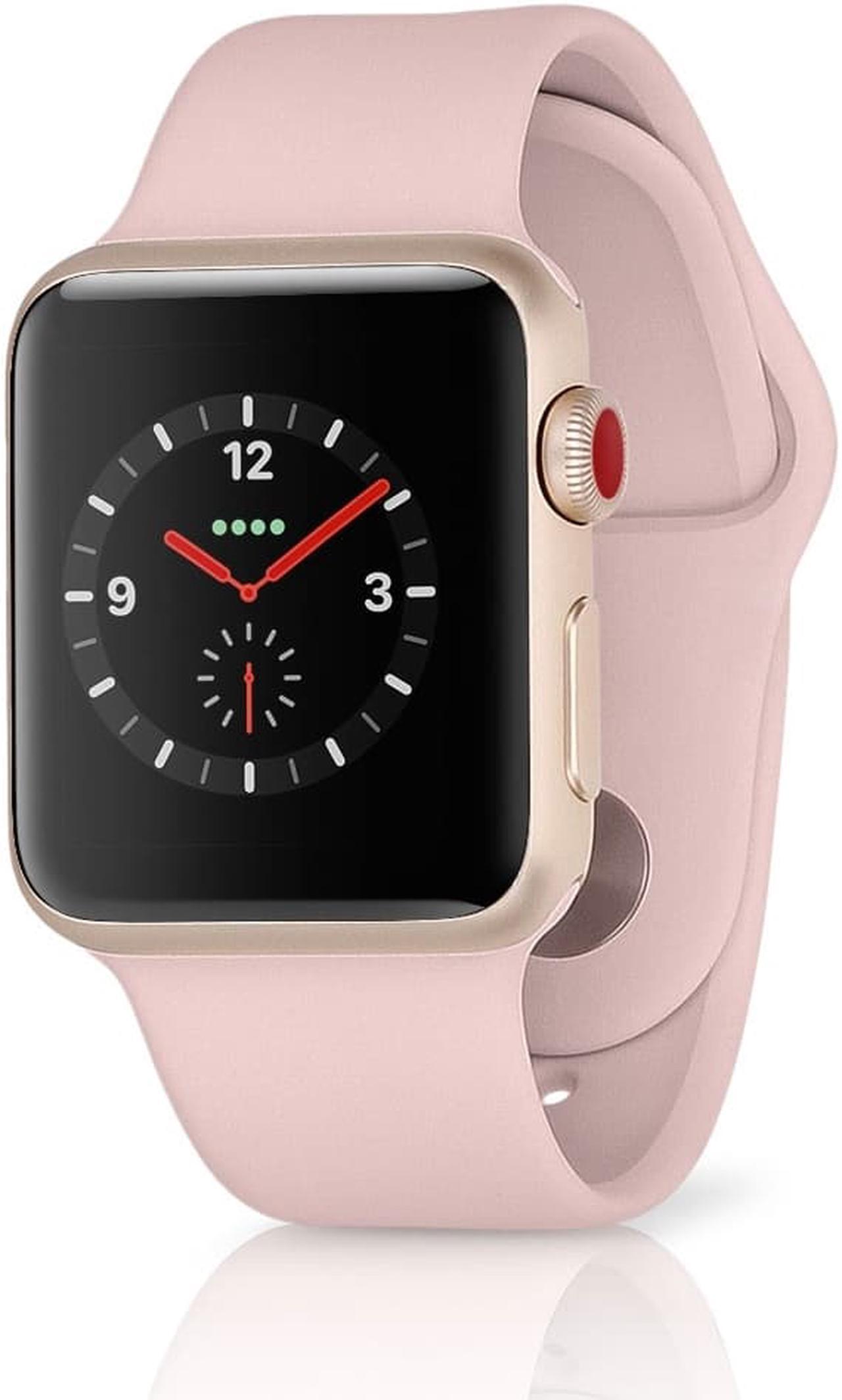 Alt view image 9 of 11 - Apple Watch Series 3 GPS, 38mm MQKW2LL/A Gold Aluminum Case with Pink Sand Sport Band