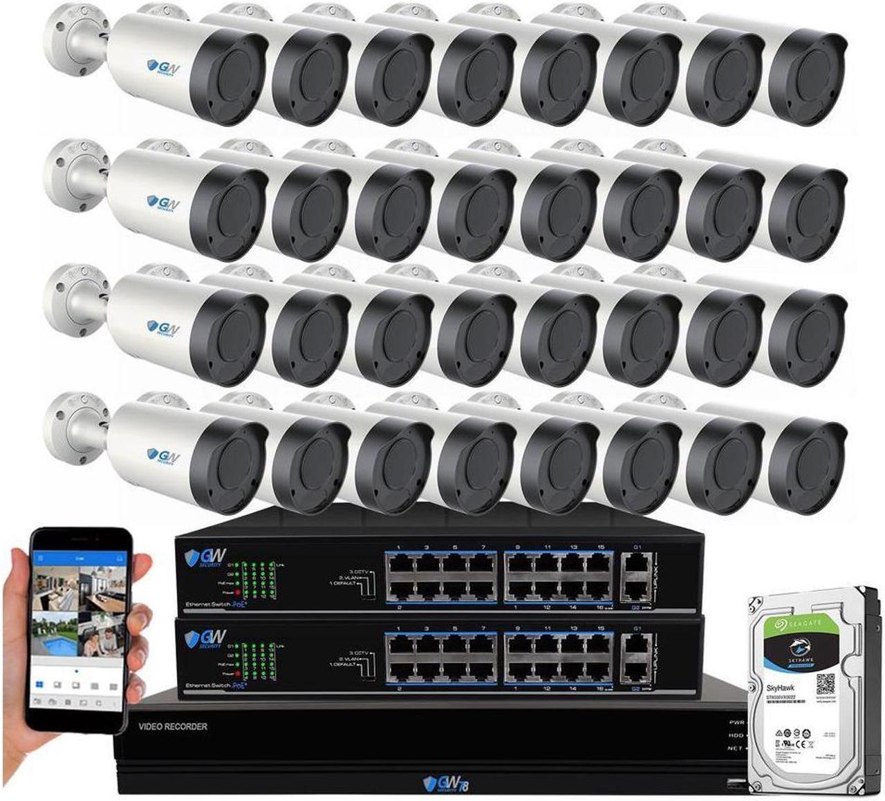 Main image of GW Security 4K (8MP) Smart AI Spotlight Color Night Vision Security Camera System, 32 Channel H.265+ 8MP NVR, 32 x UHD 4K POE Microphone 2.8-12mm Varifocal Lens Human Detection Bullet Camera