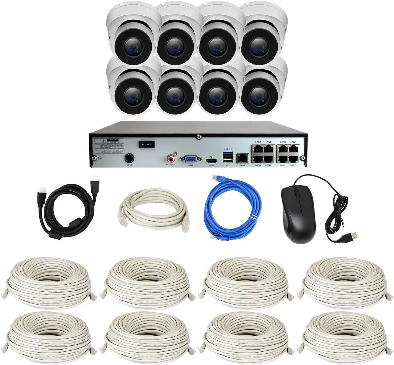 Alt view image 3 of 7 - GW 4K UltraHD 8MP Security Camera System, 8-channel H.265 UHD 4K NVR, 8 x 4K 8 Megapixel Waterproof Dome PoE IP Cameras, Smart AI Face Recognition Human/Vehicle Detection, 2TB HDD
