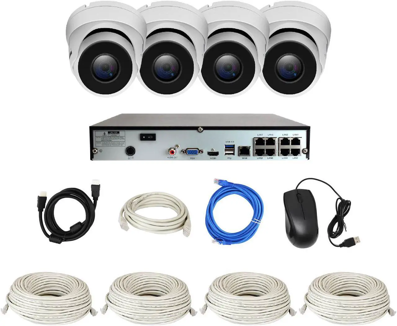 Alt view image 3 of 7 - GW 4K UltraHD 8MP Security Camera System, 8-channel H.265 UHD 4K NVR, 4 x 4K 8 Megapixel Waterproof Dome PoE IP Cameras, Smart AI Face Recognition Human/Vehicle Detection, 2TB HDD