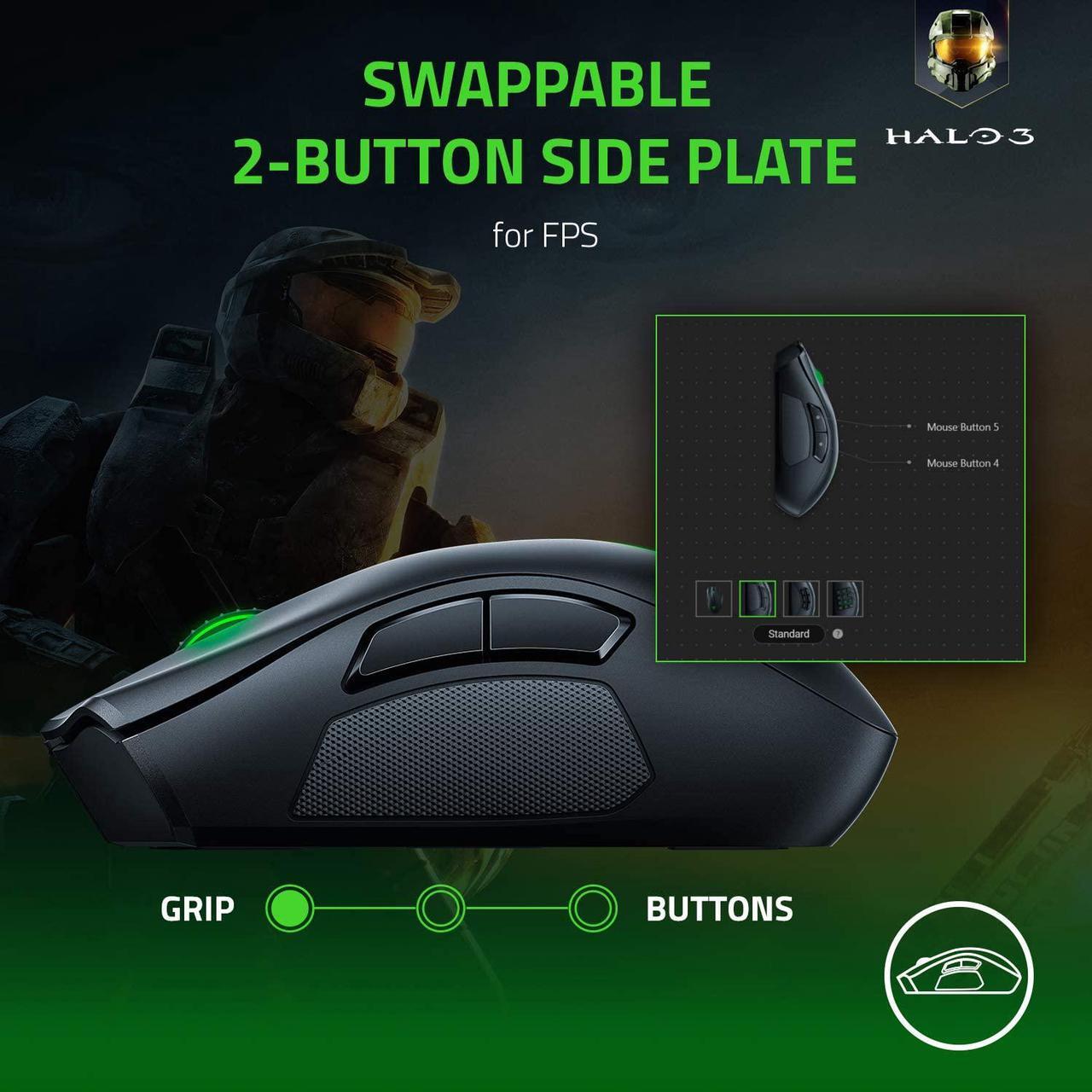 Alt view image 5 of 17 - Razer Naga Pro Wireless Gaming Mouse: Interchangeable Side Plate w/ 2, 6, 12 Button Configurations - Focus+ 20K DPI Optical Sensor - Fastest Gaming Mouse Switch - Chroma RGB Lighting