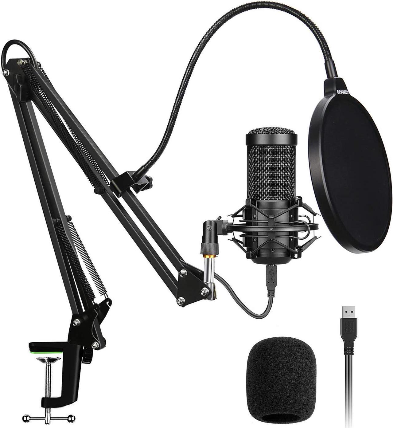 Aokeo AK-60 Professional USB Streaming Podcast PC Microphone with AK-35 Suspension Scissor Arm Stand, Shock Mount, Pop Filter, Foam Cover, for Skype, Youtuber, Karaoke, Gaming, Recording, 2 pack