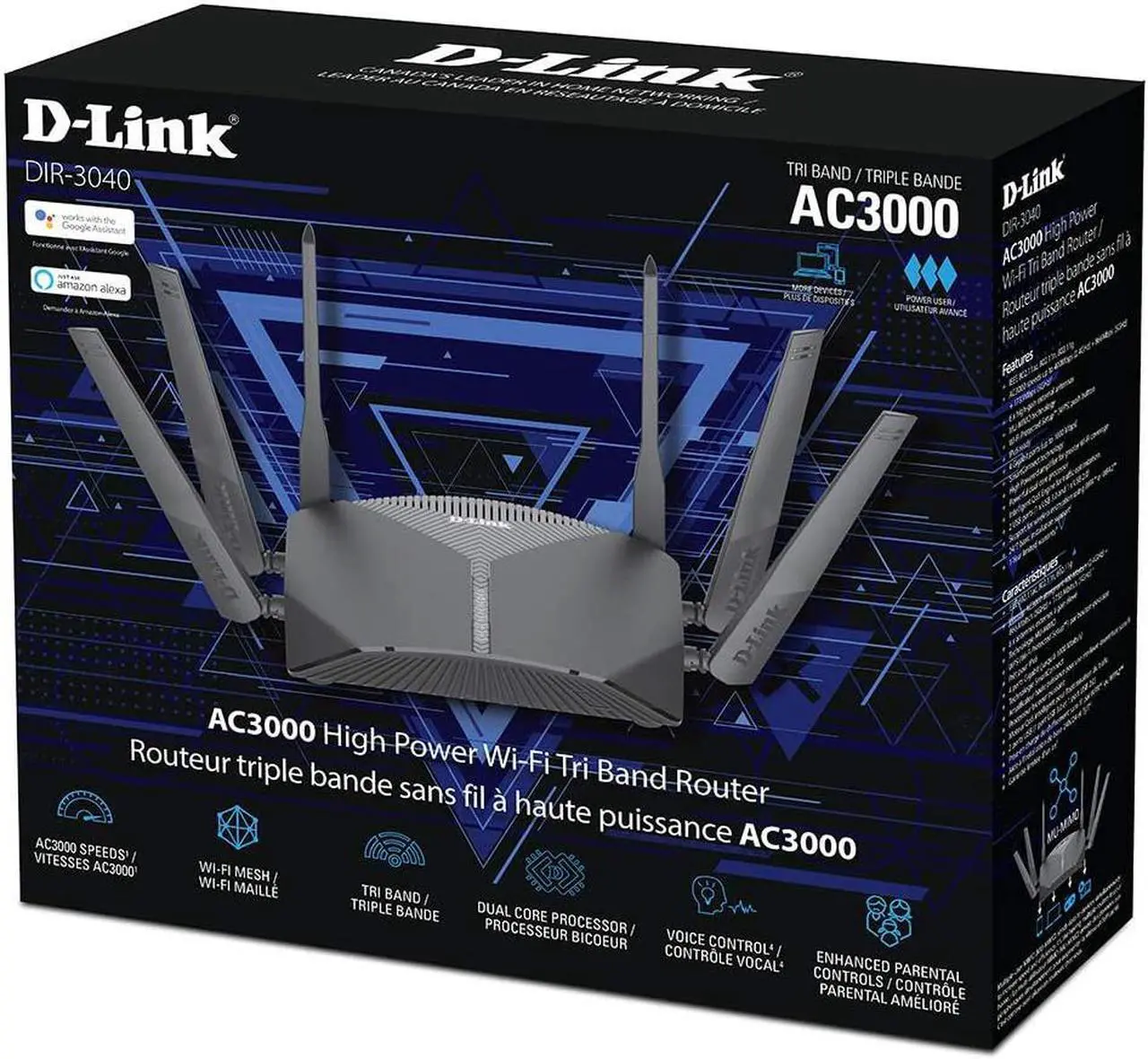 Alt view image 7 of 20 - D-Link WiFi Router AC3000 Mesh Smart Internet Network Works with Alexa & Google Assistant, MU-MIMO Tri Band Gigabit Gaming Mesh (DIR-3040-US)
