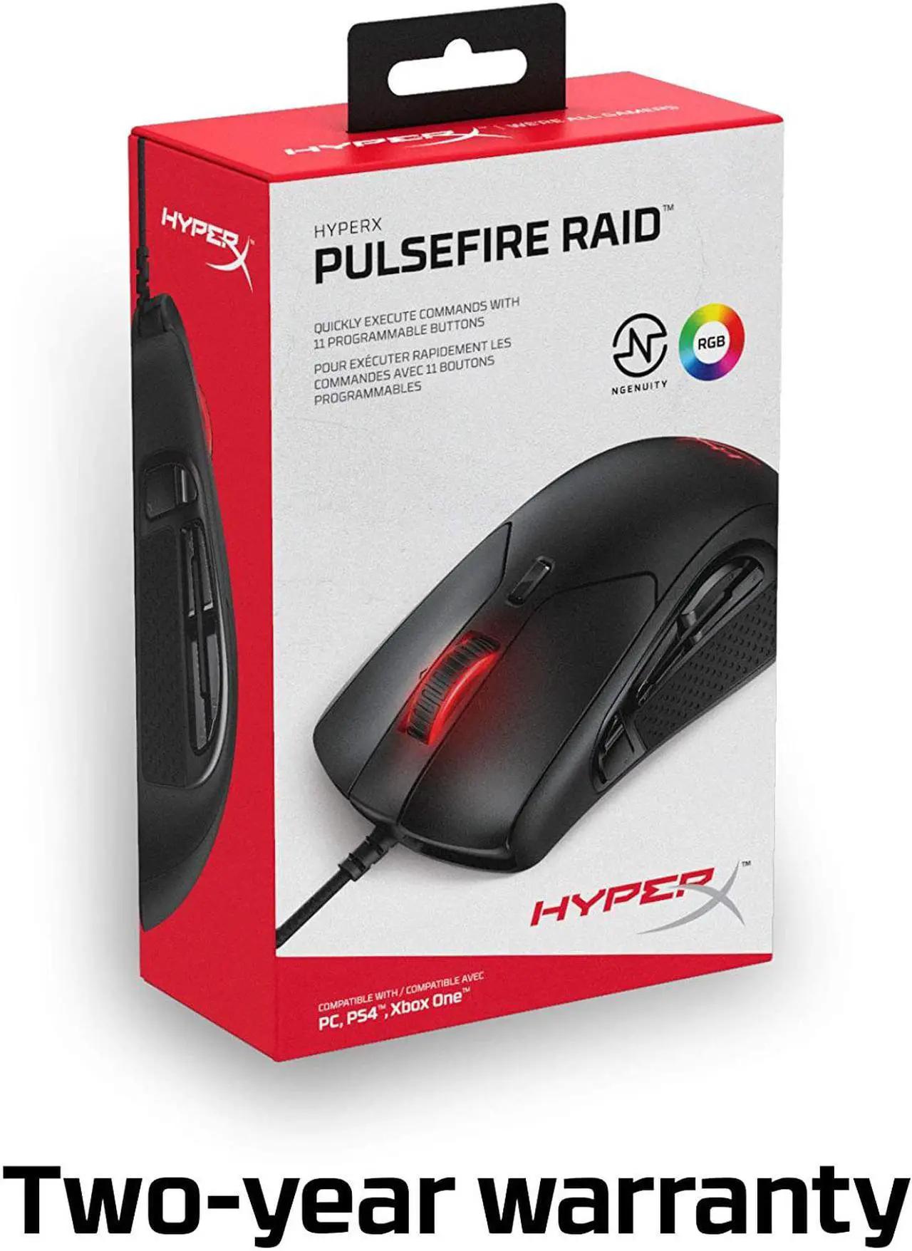 Alt view image 7 of 15 - HyperX Pulsefire Raid – Gaming Mouse, 11 Programmable Buttons, RGB, Ergonomic Design, Comfortable Side Grips, Software-Controlled Customization
