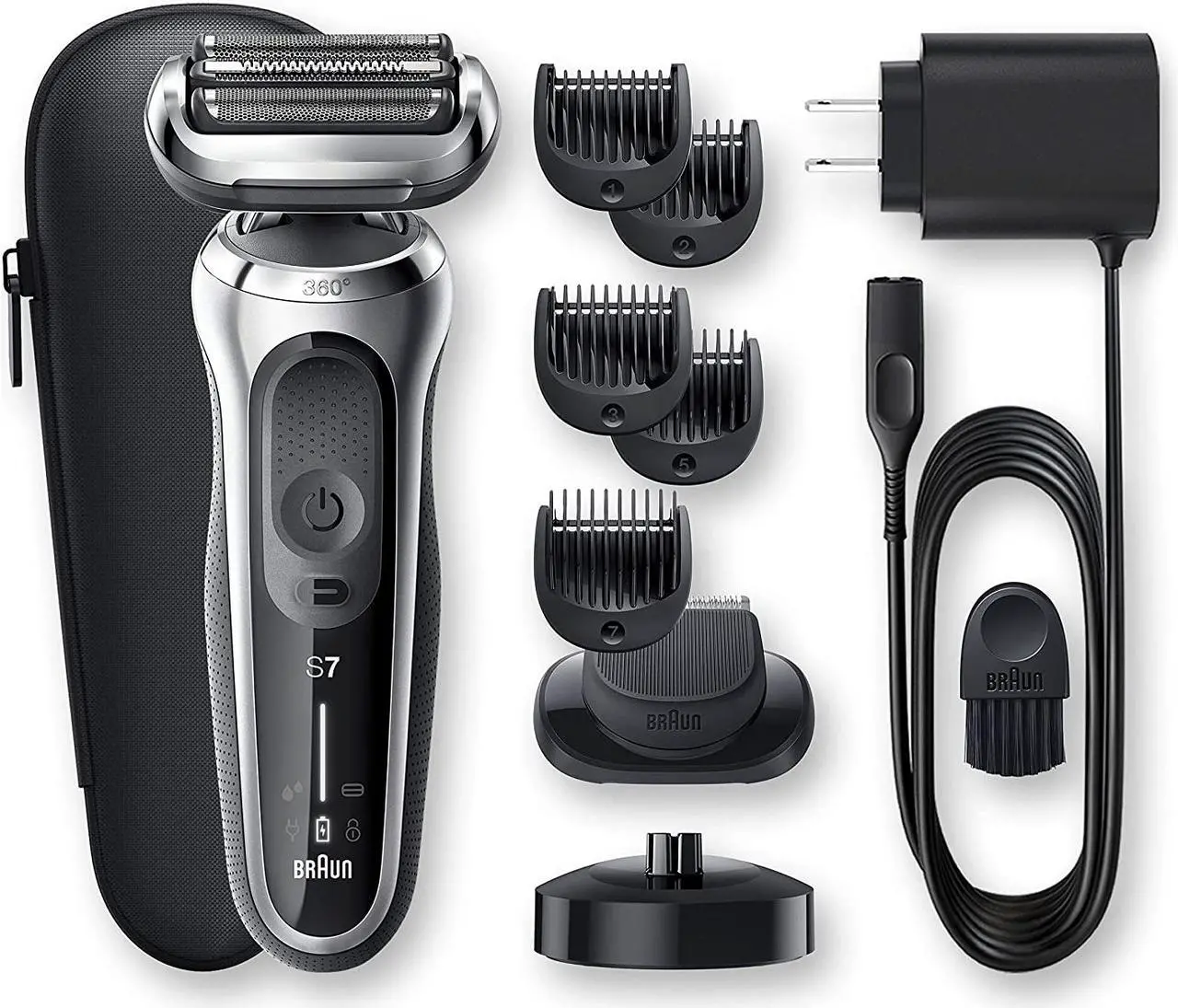 Alt view image 4 of 4 - Braun Electric Razor for Men, Series 7 7027cs 360 Flex Head Electric Shaver with Beard Trimmer, Rechargeable, Wet & Dry with Charging Stand and Travel Case
