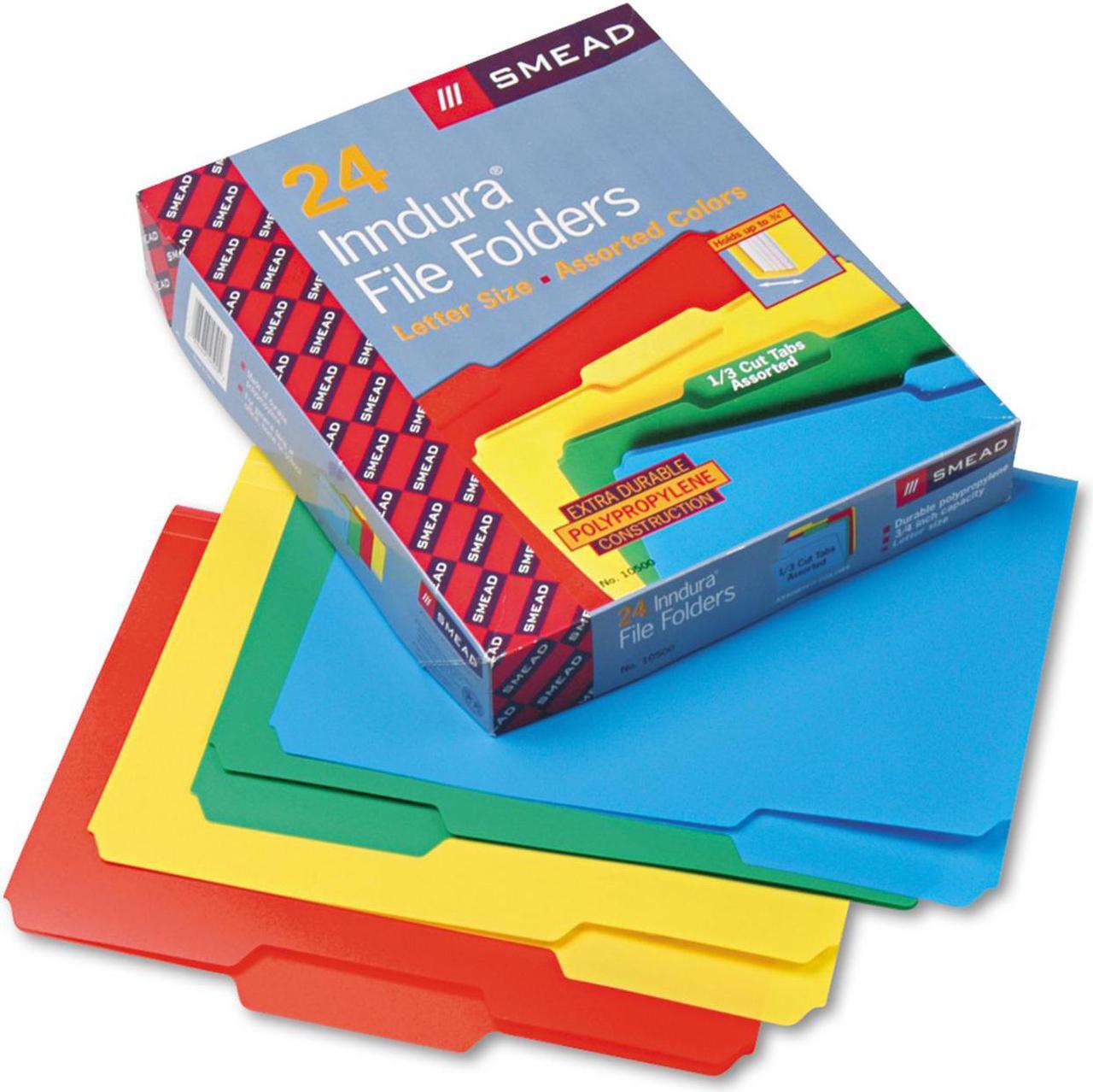 Alt view image 2 of 3 - Smead 1/3 Tab Waterproof Poly File Folders, Assorted Colors (Letter, 24 ct.)