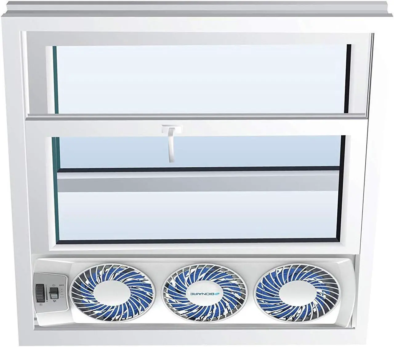 Alt view image 5 of 12 - Bionaire Thin Window Fan with Comfort Control Manual Thermostat BWF0502M-WM