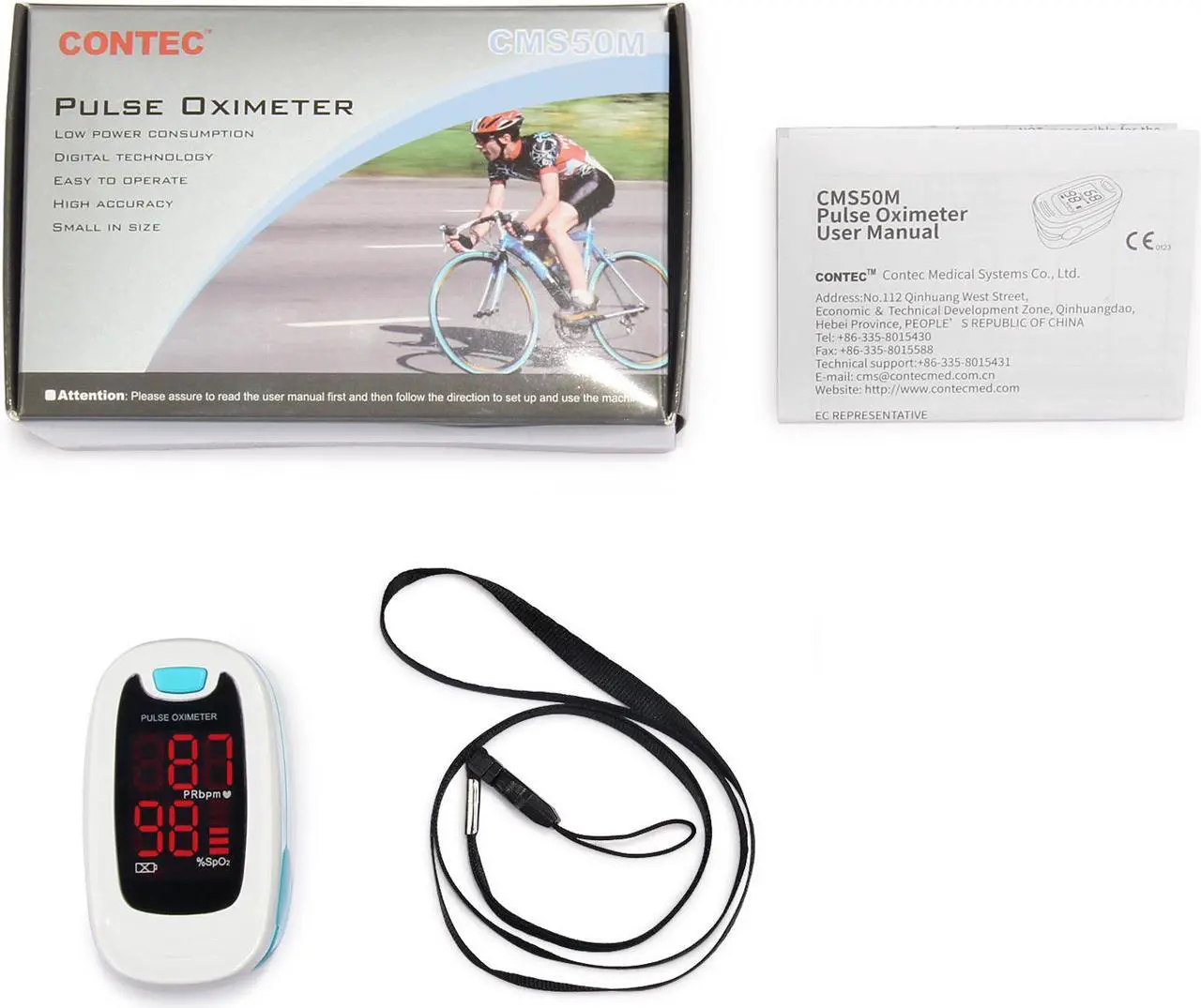 Alt view image 7 of 7 - CONTEC Finger Pulse Oximeter LED Blood Oxygen Saturation Monitor Heart Rate Monitor