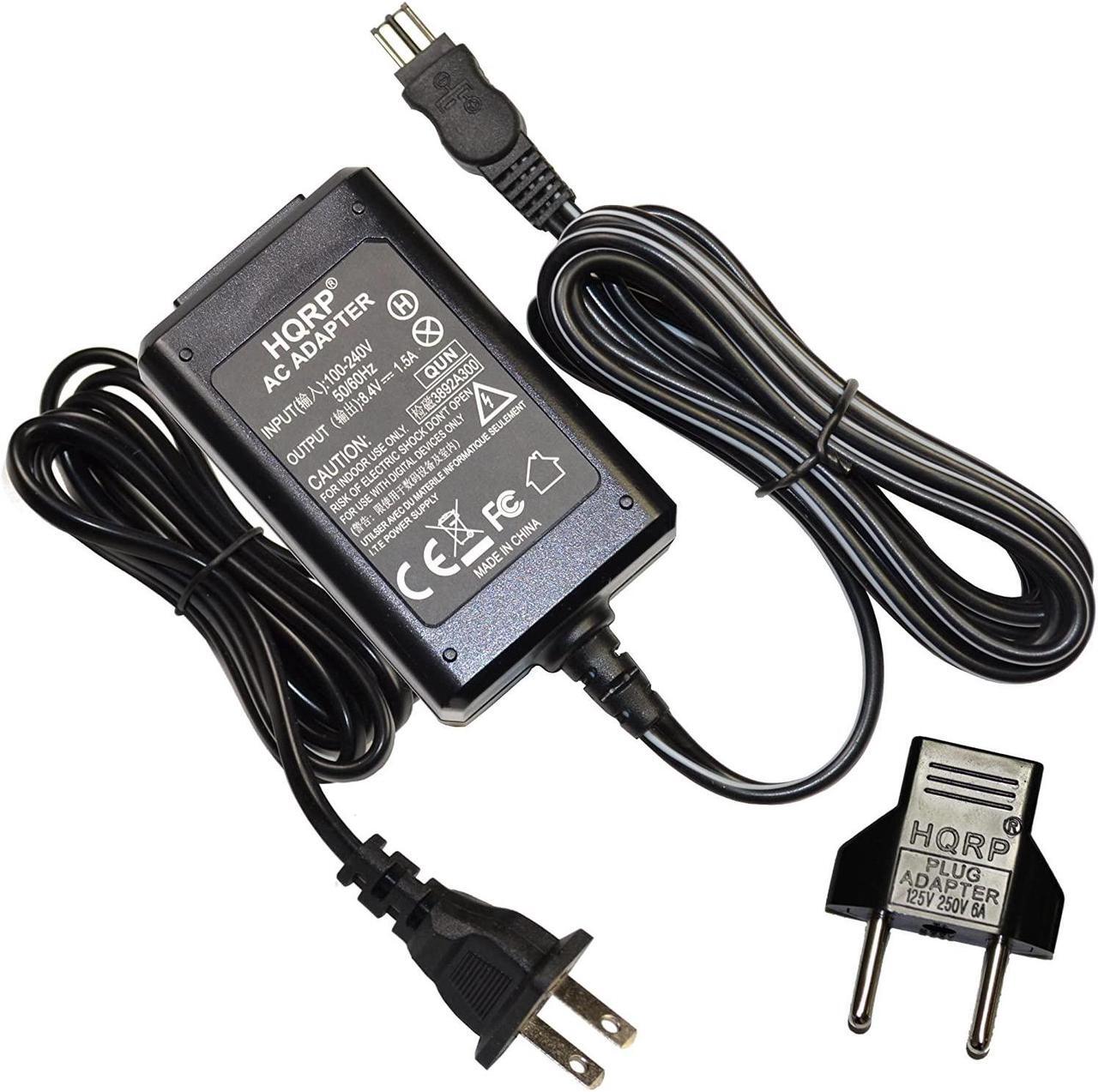 Main image of HQRP AC Adapter / Charger for Sony HandyCam DCR-DVD100, DCR-DVD101, DCR-DVD200, DCR-DVD201, DCR-DVD300, DCR-DVD301 Camcorder with USA Cord & Euro Plug Adapter