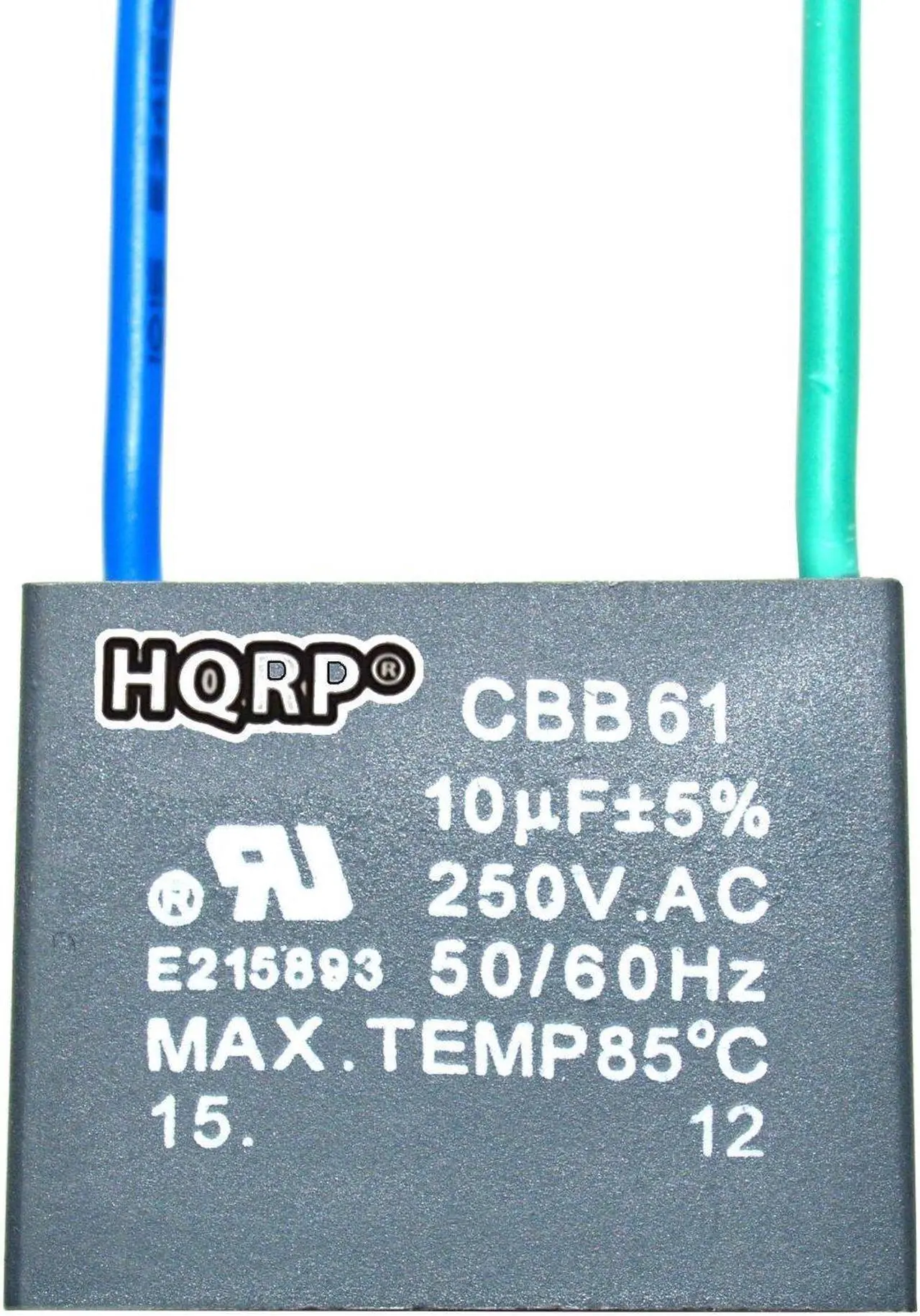 Alt view image 2 of 3 - HQRP 2-Pack Ceiling Fan Capacitor CBB61 10uf 2-Wire + HQRP Coaster