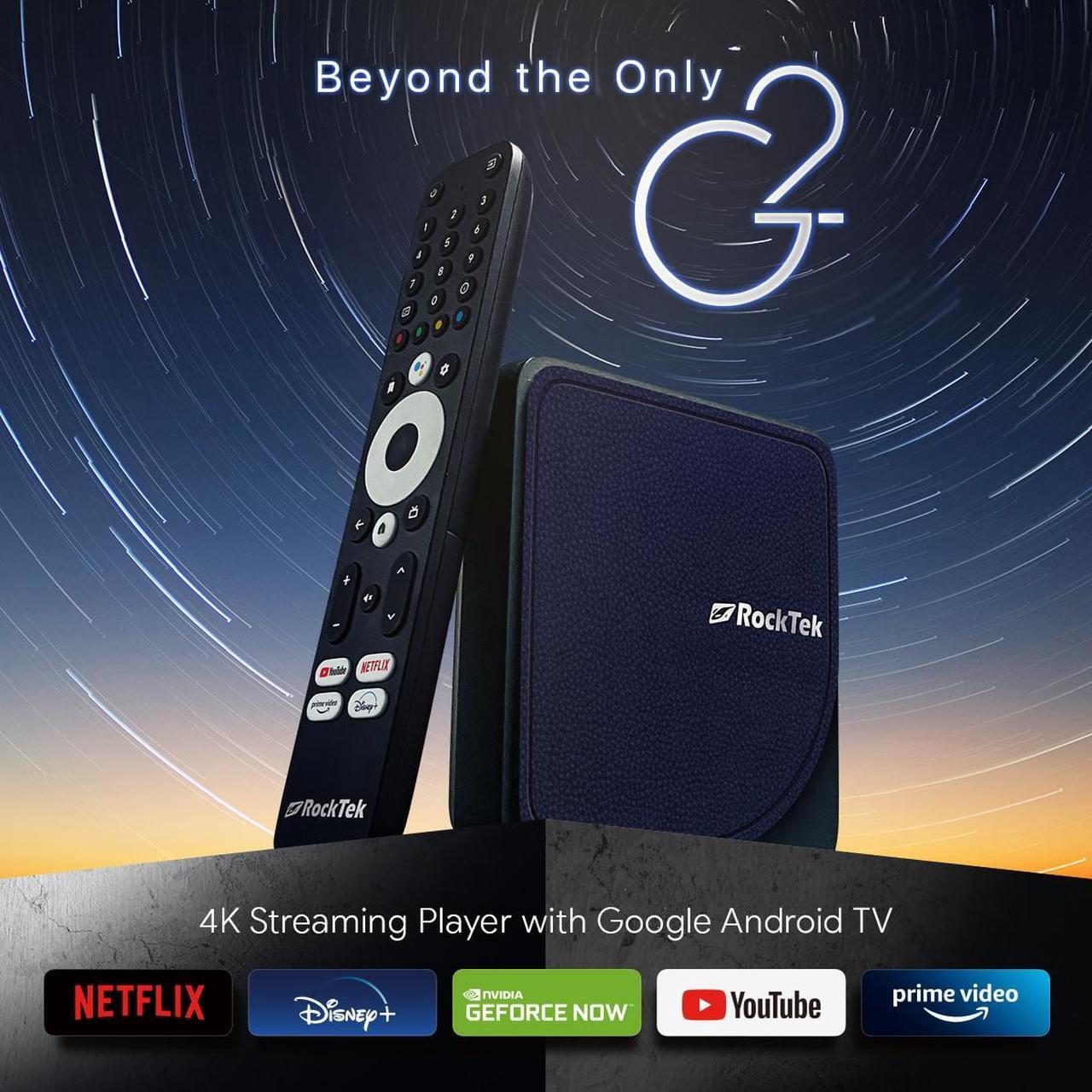 Alt view image 2 of 7 - ROCKTEK G2 4K Streaming Box | Android TV Game Console (Bluetooth/WLAN) | 4K HDR | Google Assistant | Netflix / Disney+ / HBO Max / Prime Video Support
