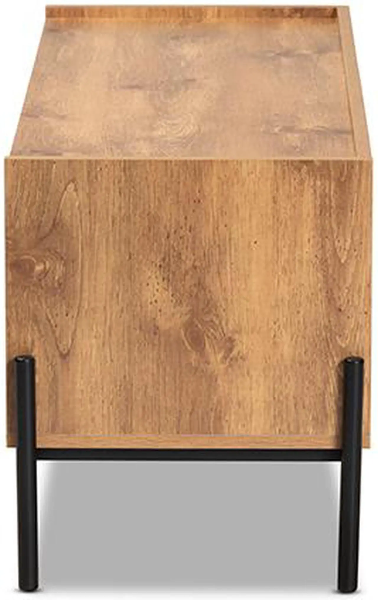 Alt view image 4 of 20 - Baxton Studio Tasman Modern and Contemporary Industrial Natural Brown Finished Wood and Black Metal 2-Door TV Stand