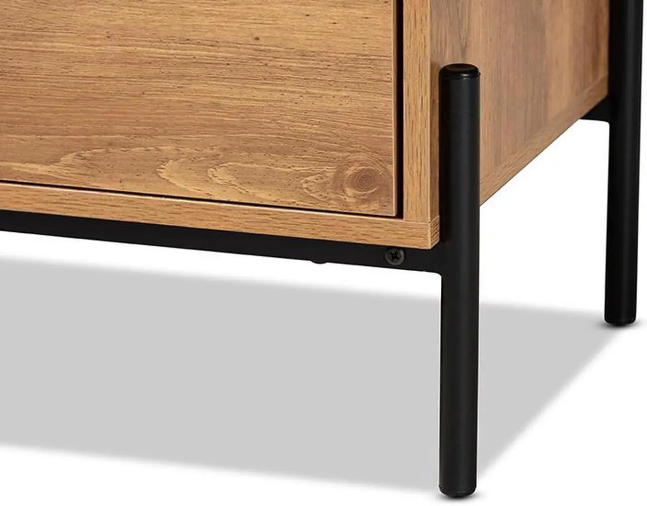 Alt view image 6 of 20 - Baxton Studio Tasman Modern and Contemporary Industrial Natural Brown Finished Wood and Black Metal 2-Door TV Stand