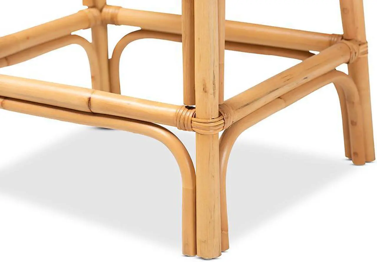 Alt view image 6 of 20 - Baxton Studio Ivora Modern Bohemian Natural Brown Rattan Counter Stool