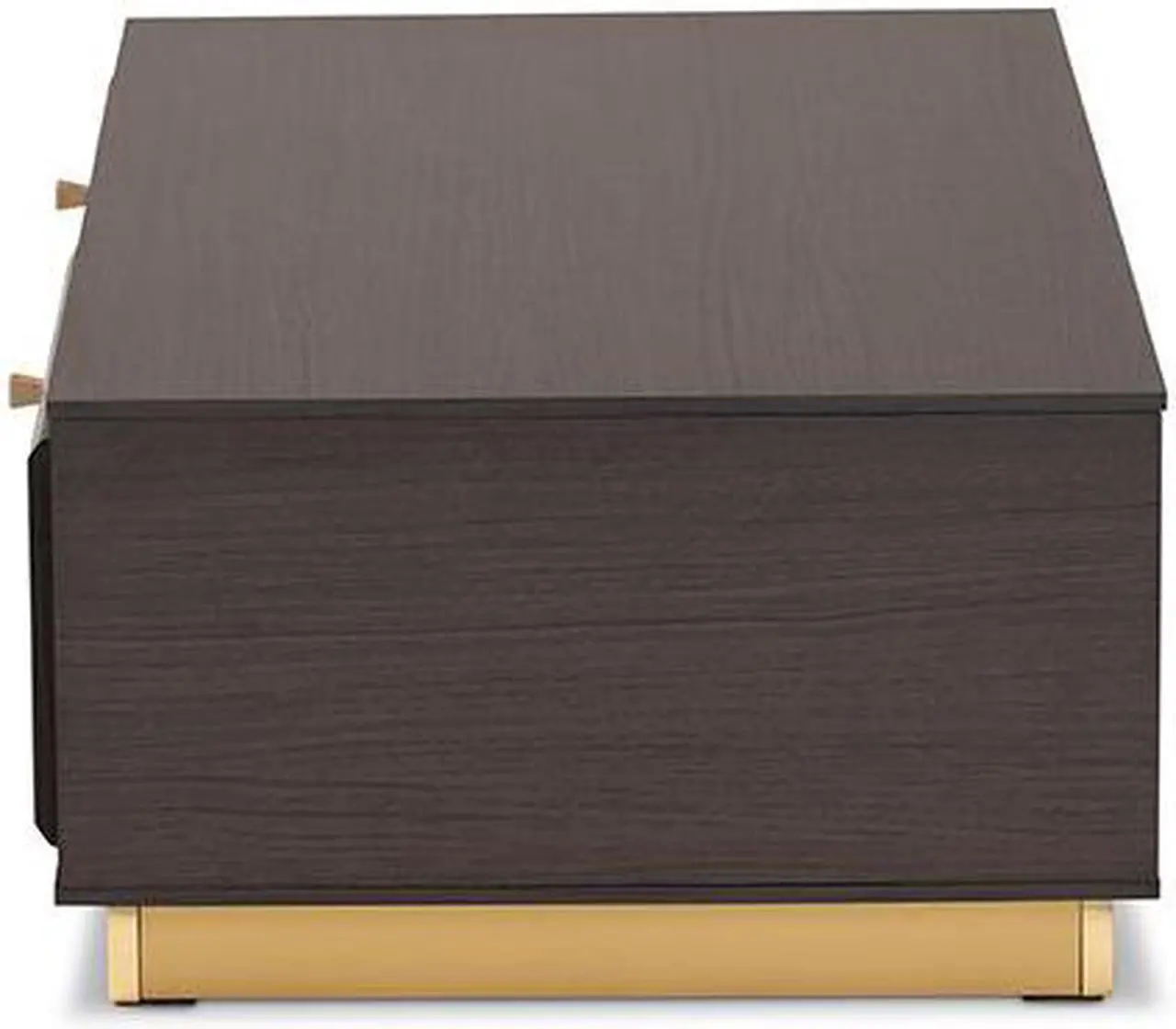 Alt view image 4 of 20 - Baxton Studio Cormac Mid-Century Modern Transitional Dark Brown Finished Wood and Gold Metal 2-Drawer Coffee Table
