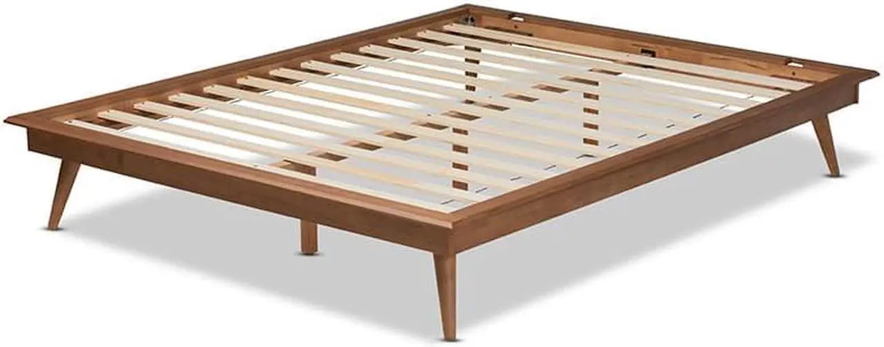 Alt view image 3 of 10 - Baxton Studio Karine Mid-Century Modern Walnut Brown Finished Wood Queen Size Platform Bed Frame, Low Profile Beds, Ash Finish, Queen, Home & Living