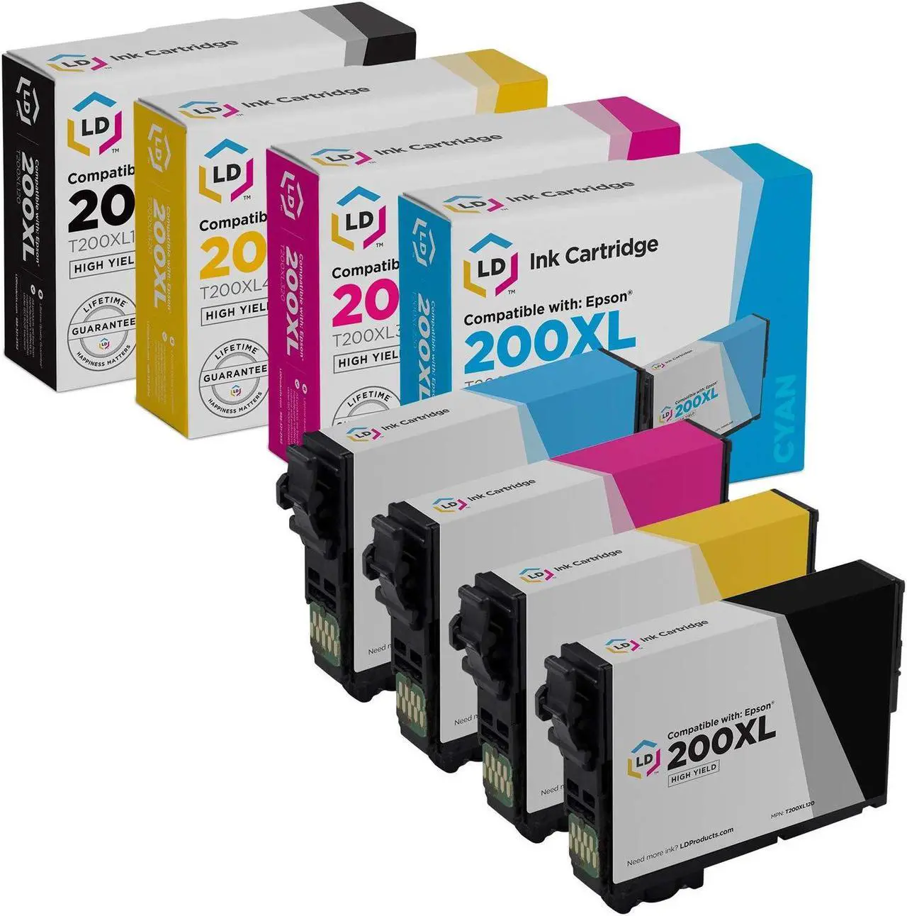 Main image of LD Products Remanufactured Replacements for Epson 200xl Ink Cartridges 200 XL High Yield (1 Black, 1 Cyan, 1 Magenta, 1 Yellow, 4-Pack)