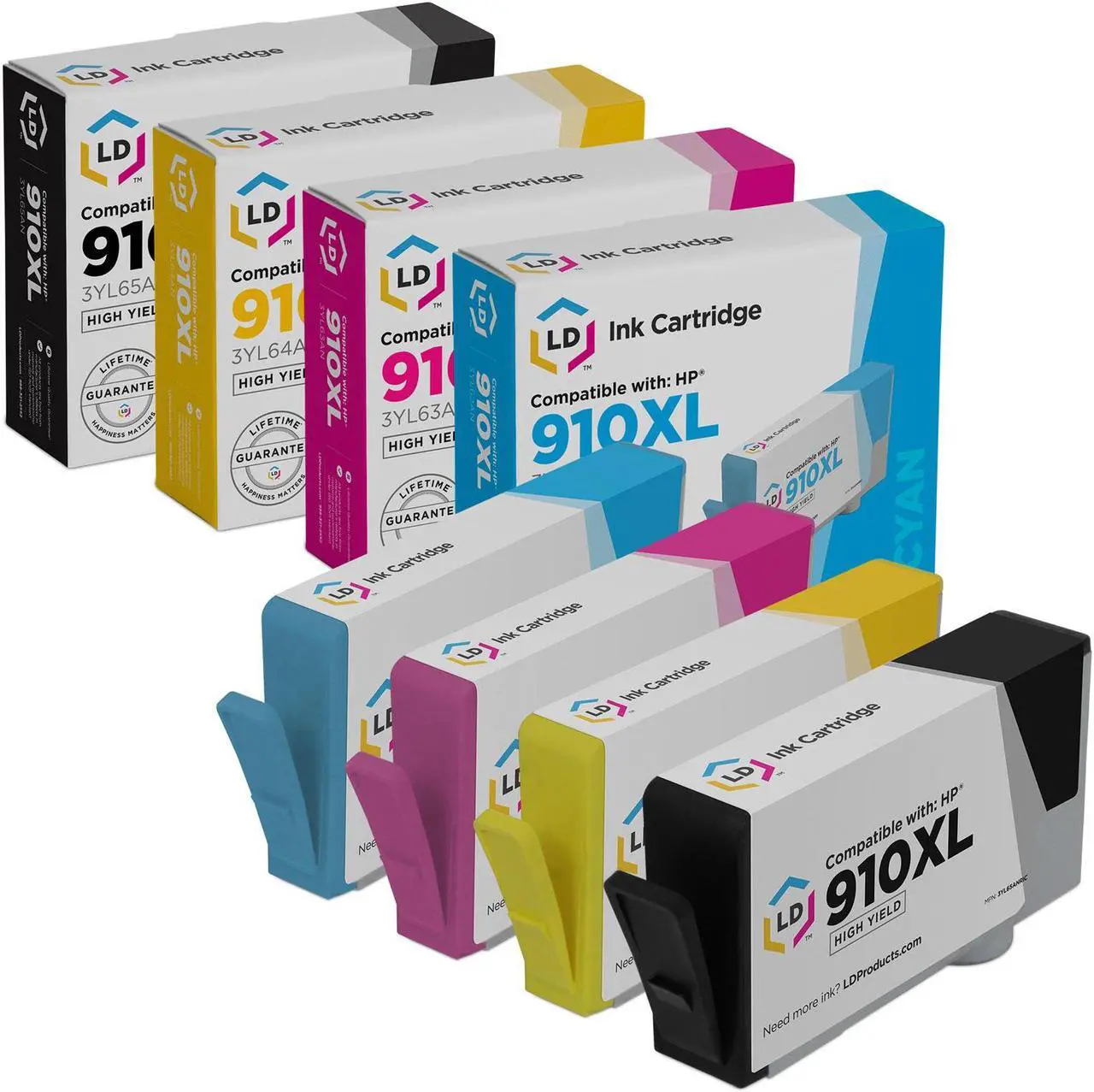 Main image of LD Products Remanufactured Ink Cartridge Replacements for HP 910XL High Yield (Black, Cyan, Magenta, Yellow, 4-Pack)
