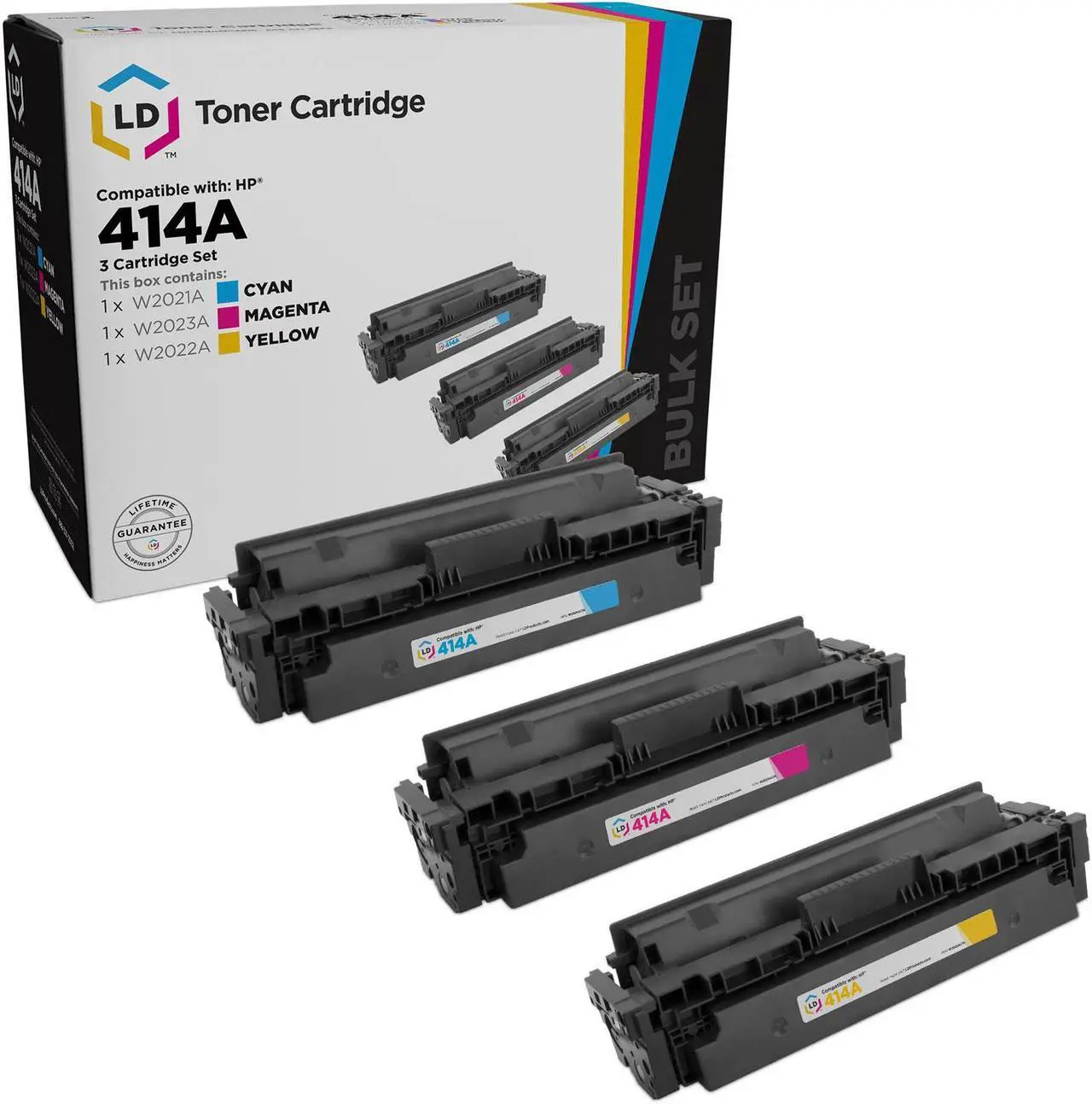 Main image of LD Products Compatible Toner Cartridge Replacements for HP 414A (Cyan, Magenta, Yellow, 3-Pack)
