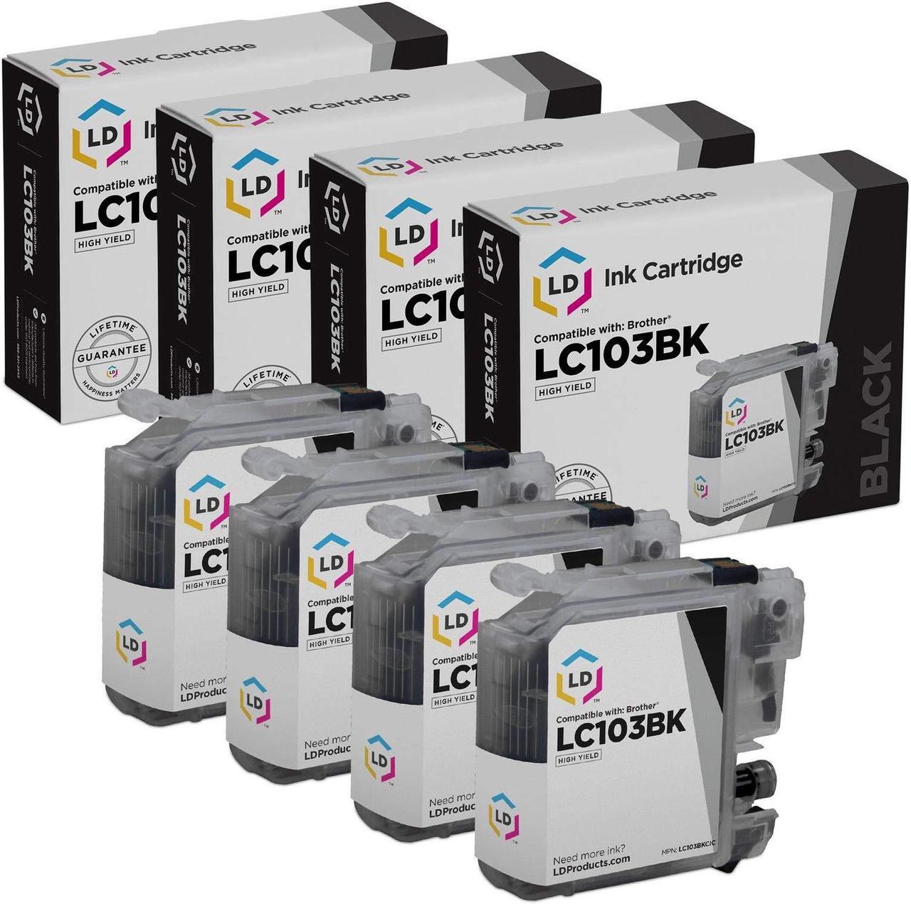 Main image of LD Products Compatible Ink Cartridge Replacement for Brother LC103BK High Yield (Black, 4-Pack)
