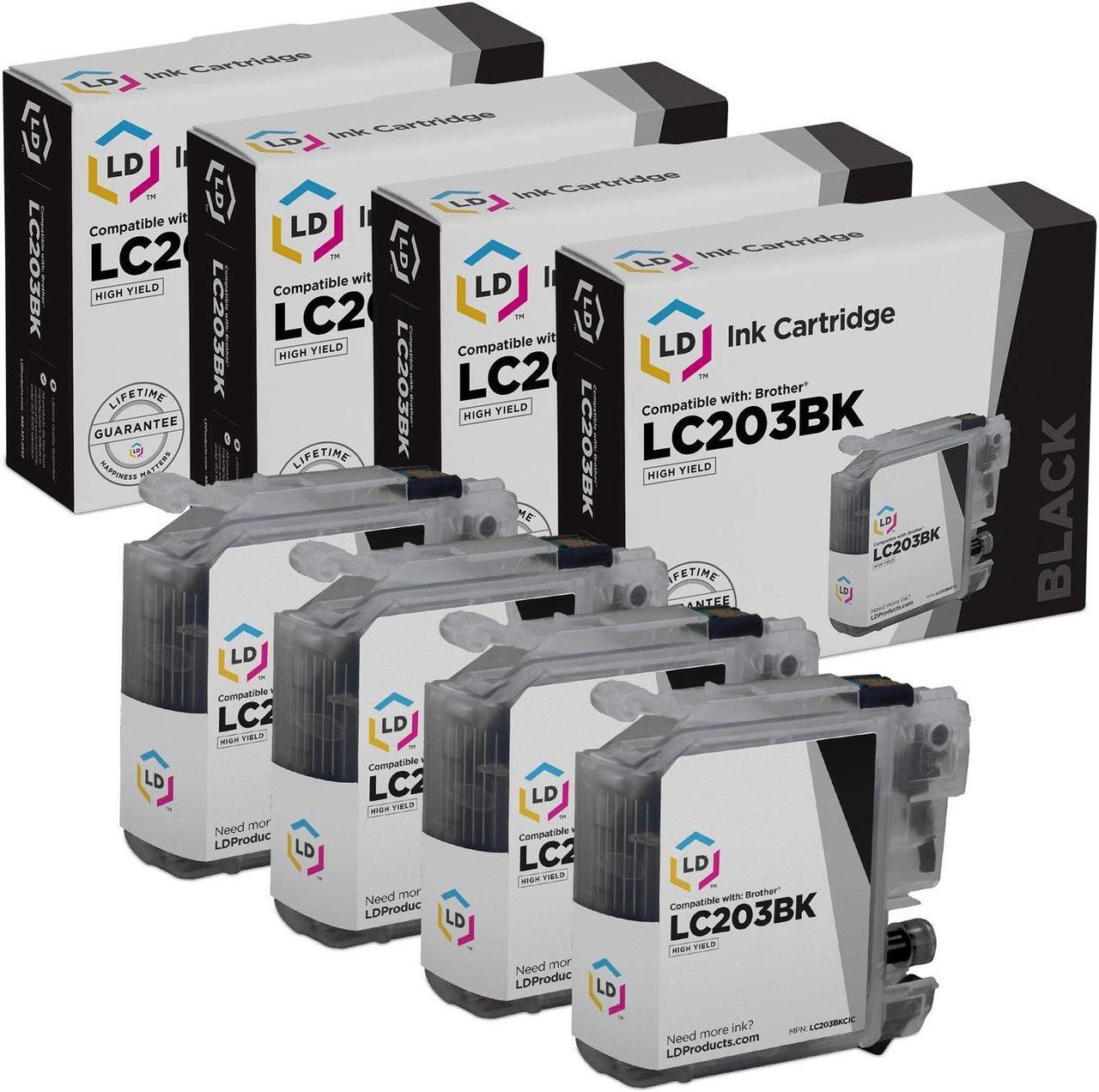 Main image of LD Products Compatible Ink Cartridge Replacement for Brother LC203BK High Yield (Black, 4-Pack)