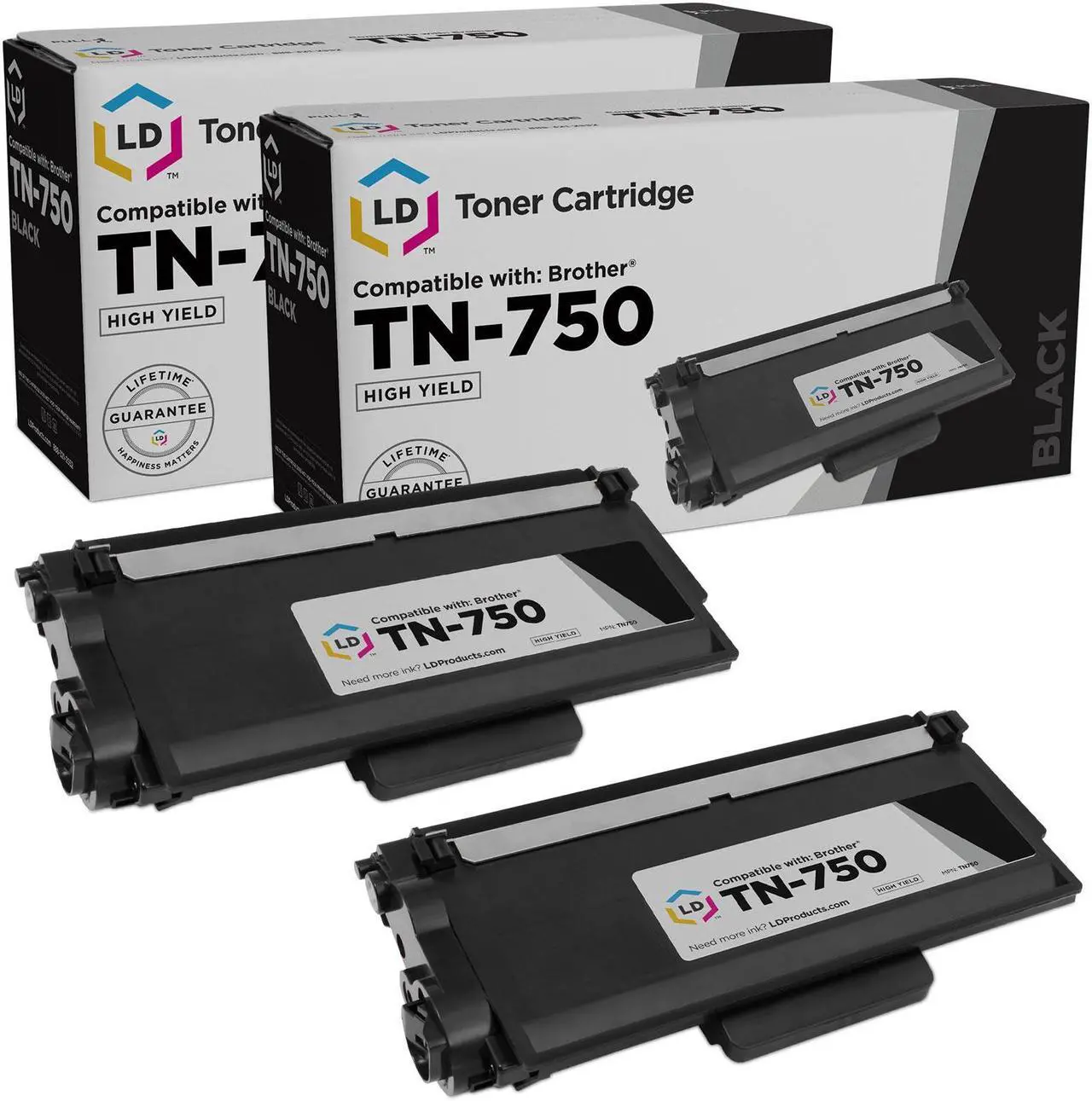 Main image of LD Products Compatible Toner Cartridge Replacement for Brother TN750 High Yield (Black, 2-Pack)